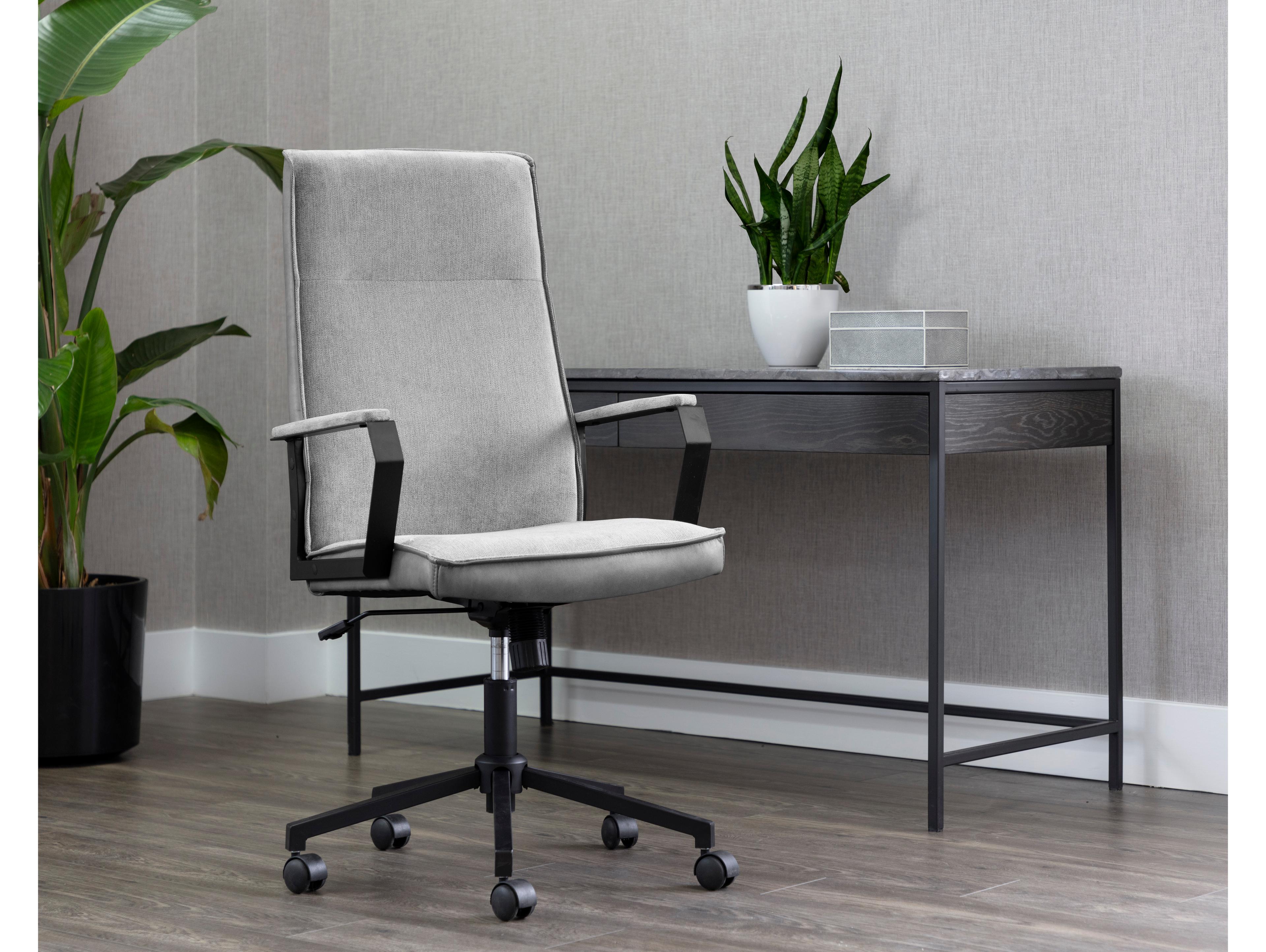 Sunpan Swanson Gray Upholstered Adjustable Swivel Computer Office Chair