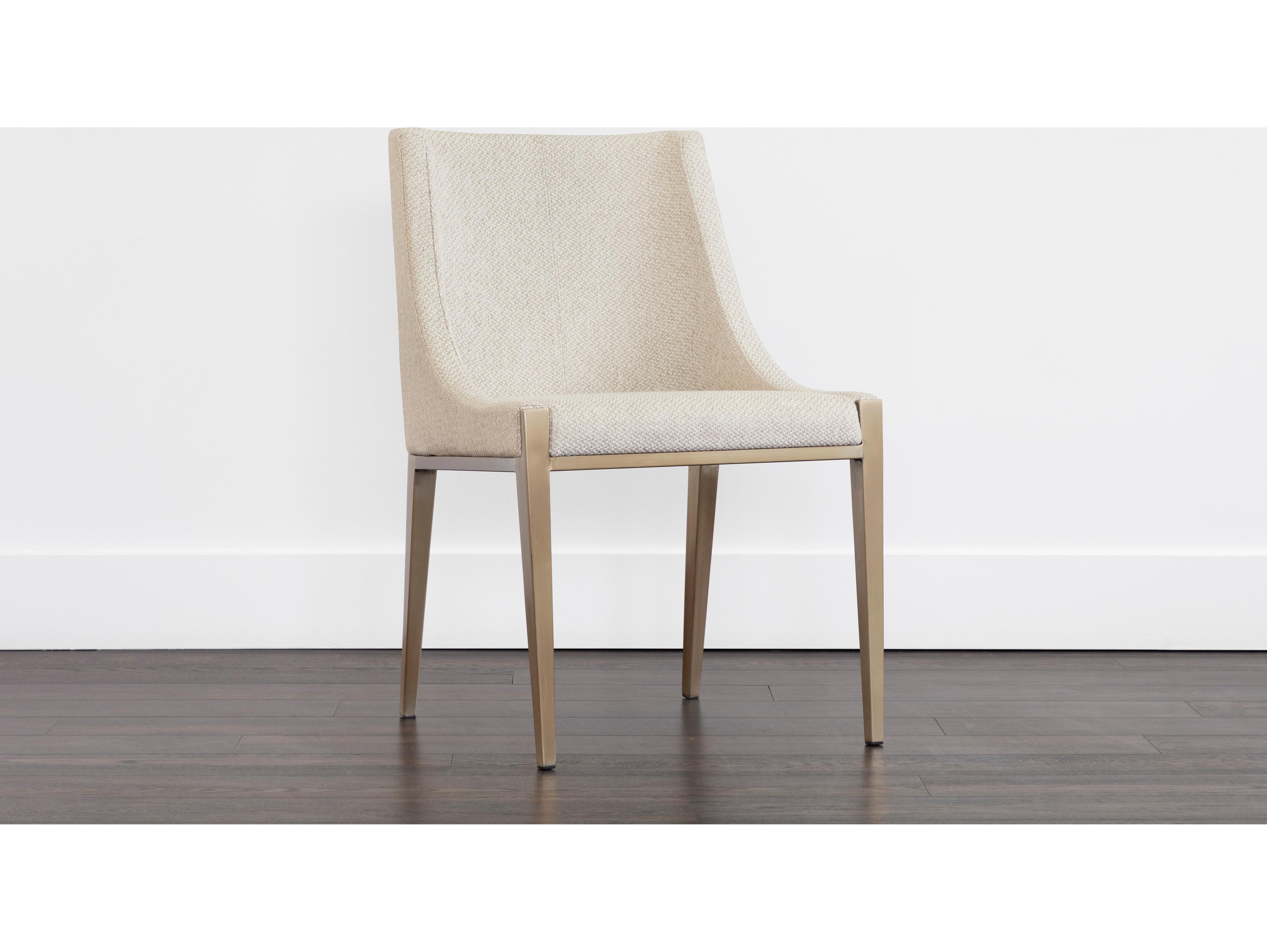 Sunpan Dionne Beige Upholstered Side Dining Chair
