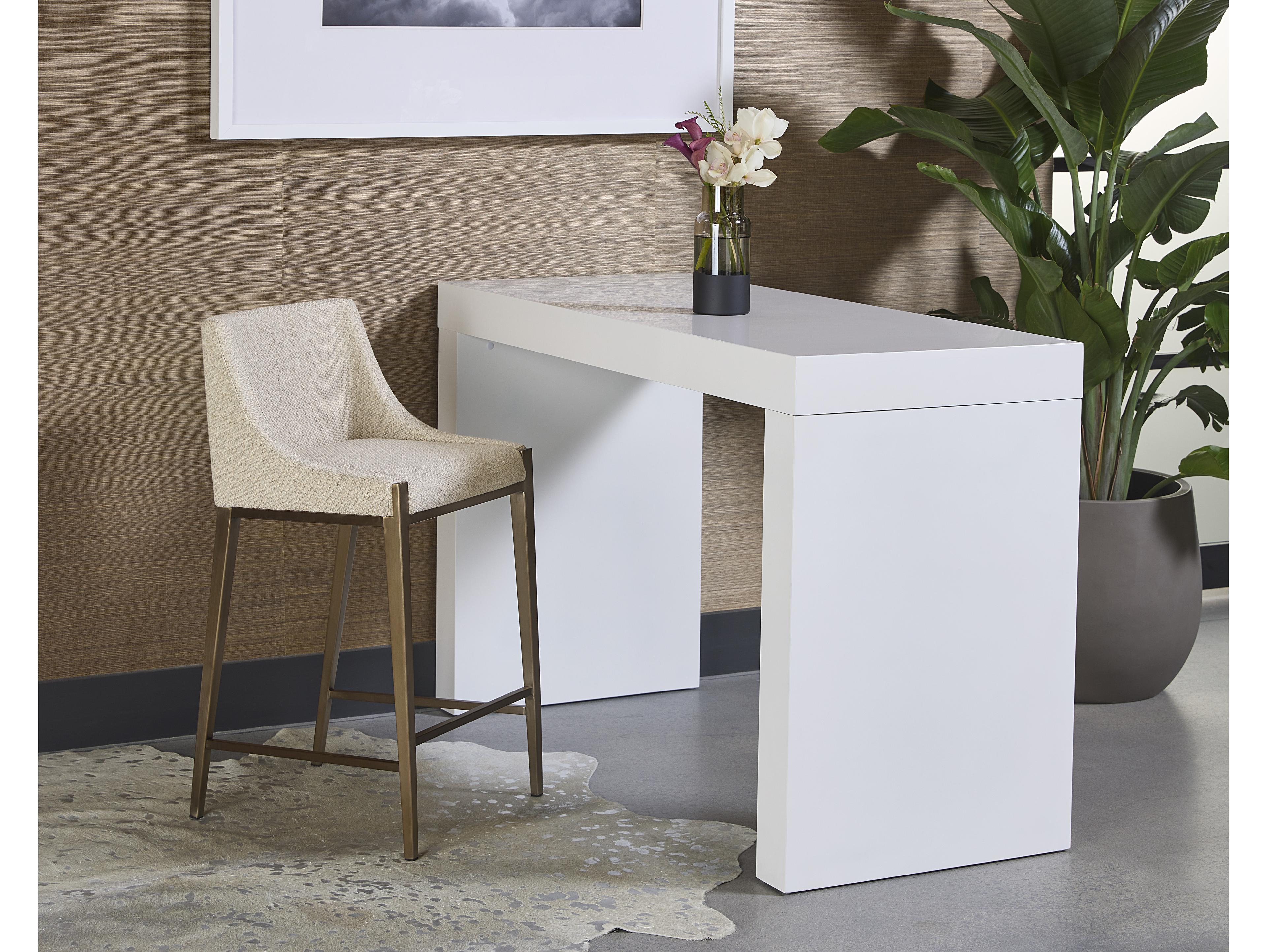 Sunpan Dionne Monument Oatmeal Upholstered Bar Stool