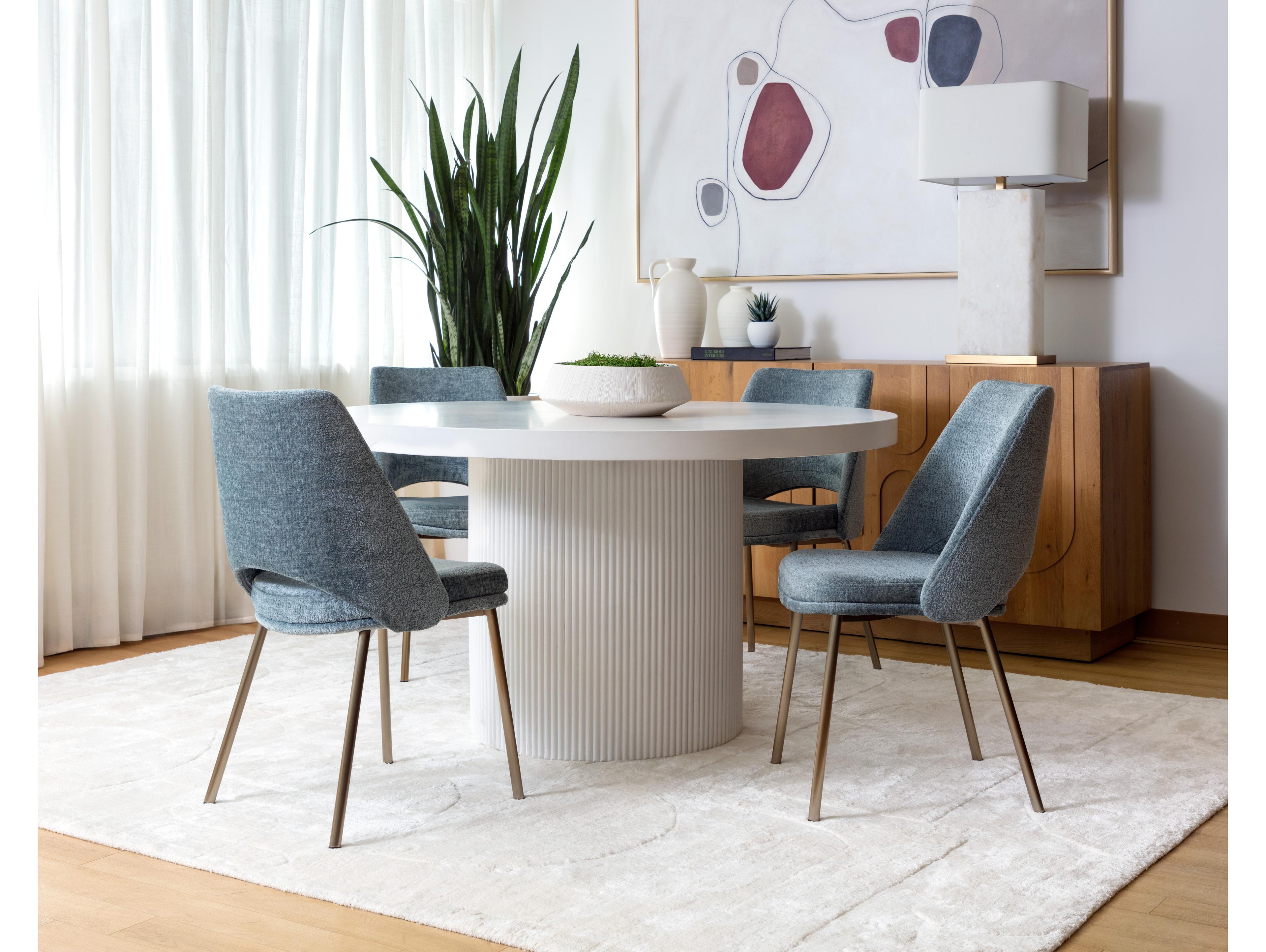 Sunpan Radella Blue Upholstered Side Dining Chair