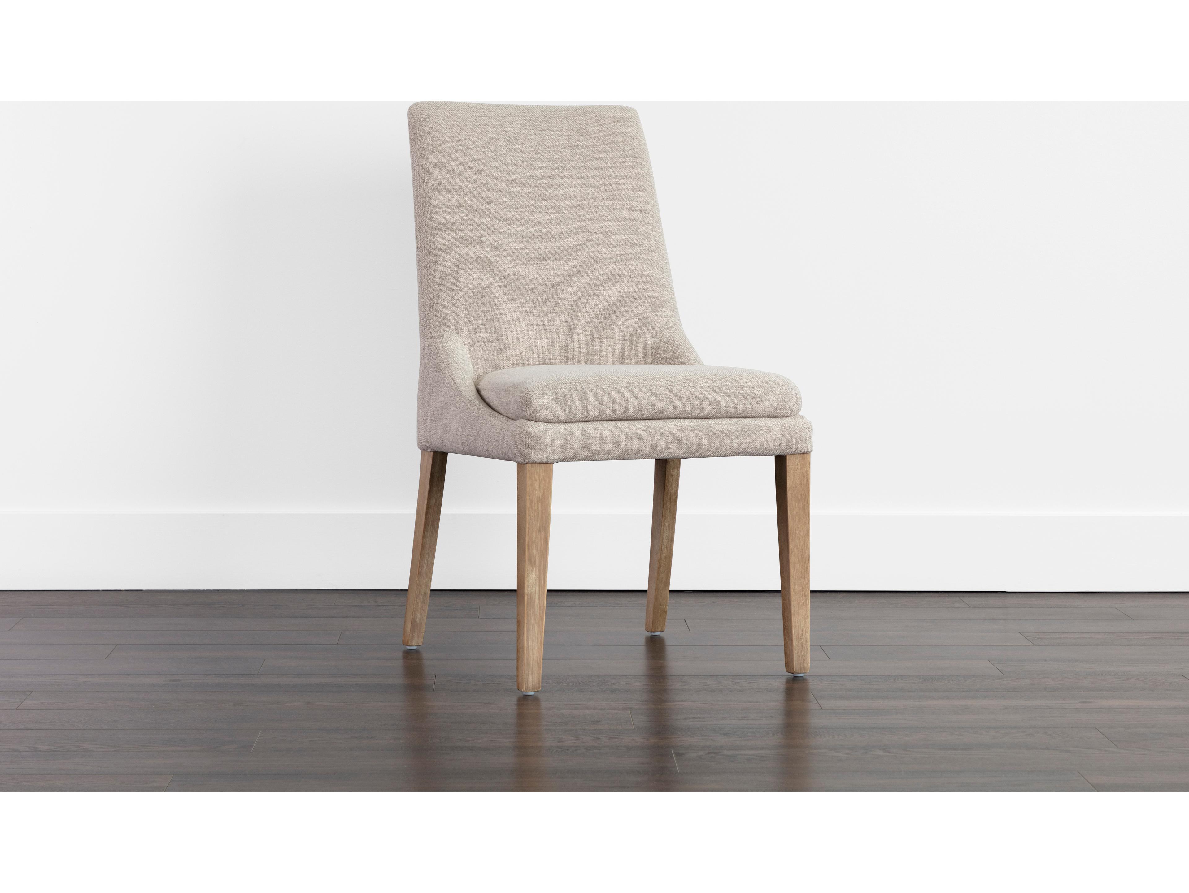 Sunpan Rosine Birch Wood Beige Upholstered Side Dining Chair