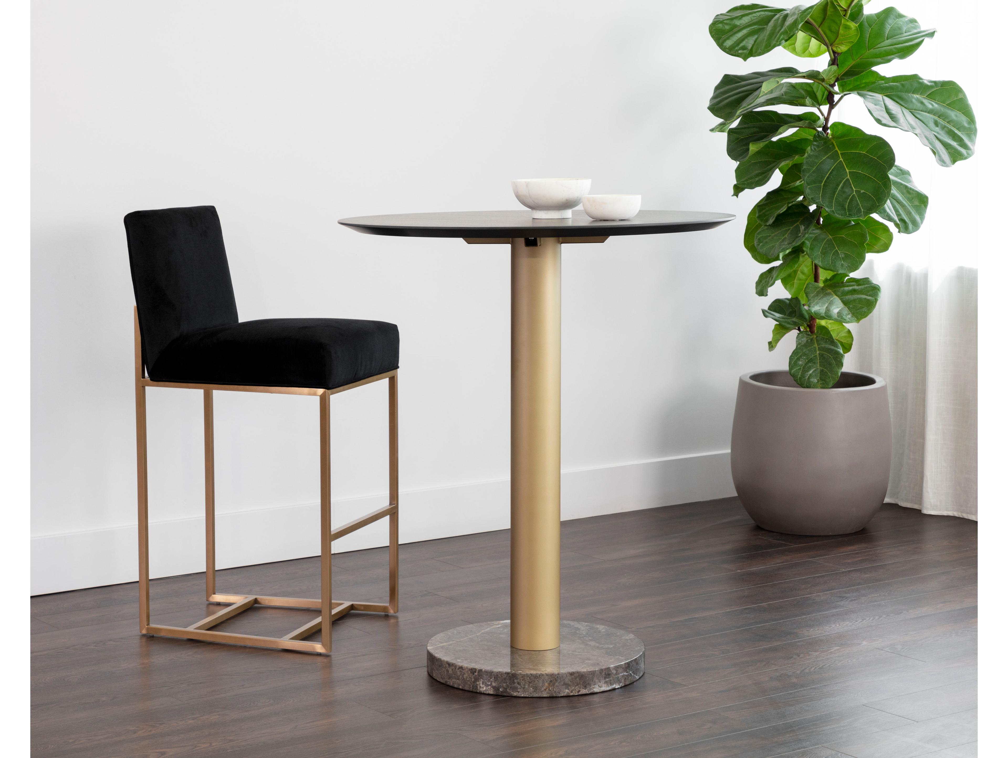 Sunpan Monaco Grey Round Wood Bar Table