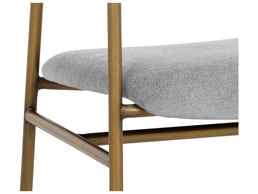 Sunpan Giorgio Rubberwood Gray Upholstered Arm Dining Chair