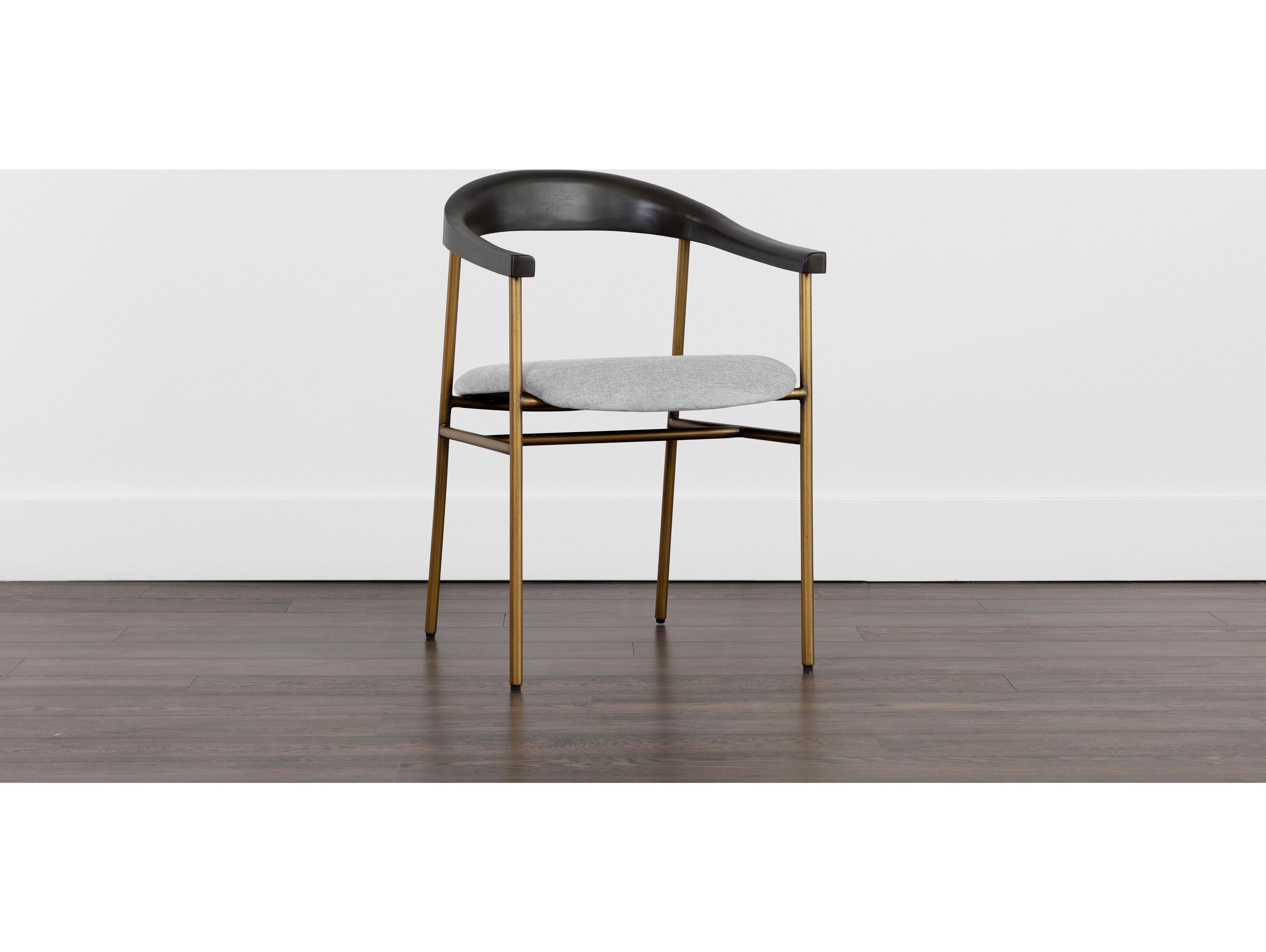 Sunpan Giorgio Rubberwood Gray Upholstered Arm Dining Chair