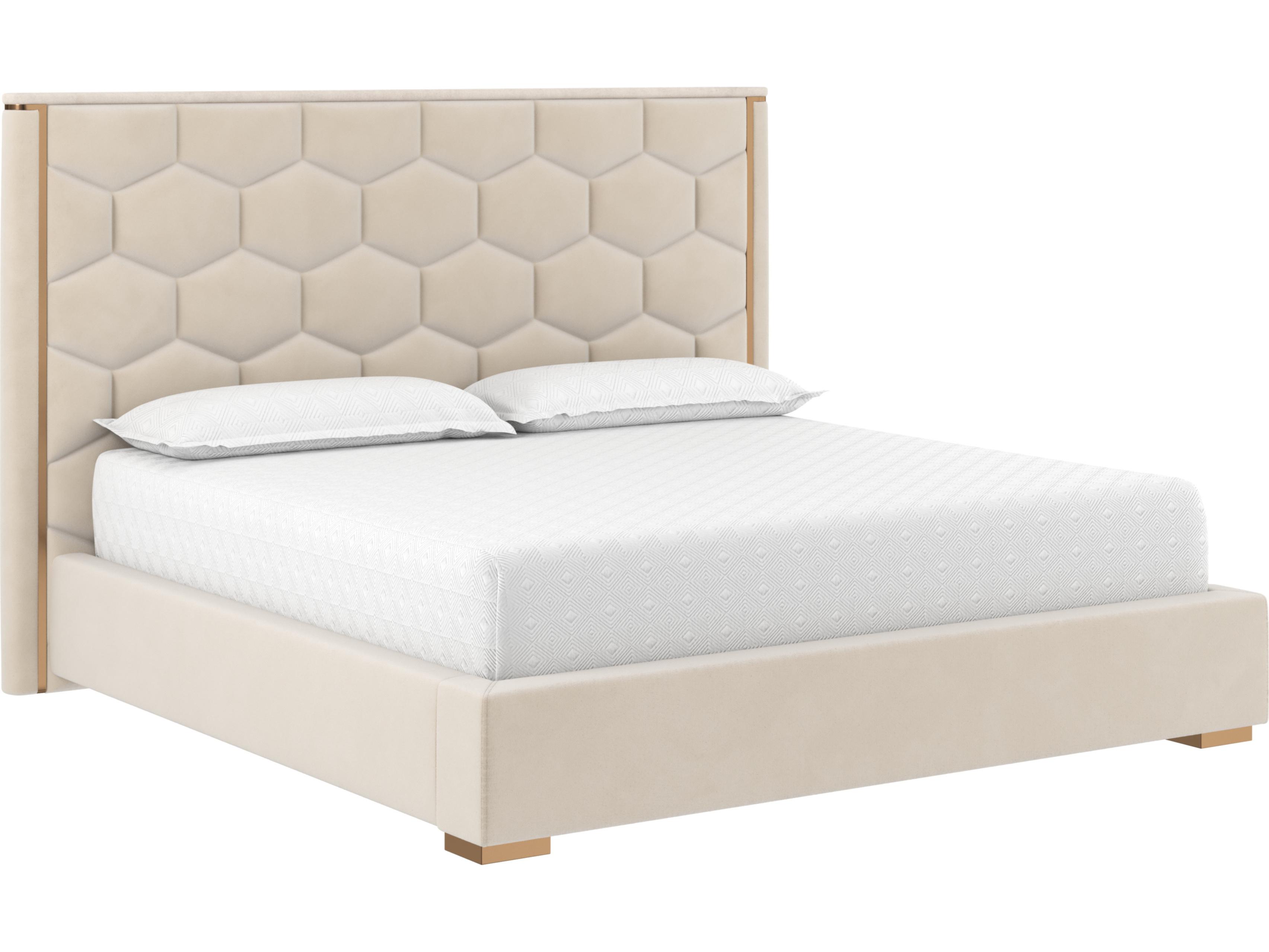Sunpan Alisha Meg Taupe Beige Upholstered King Platform Bed