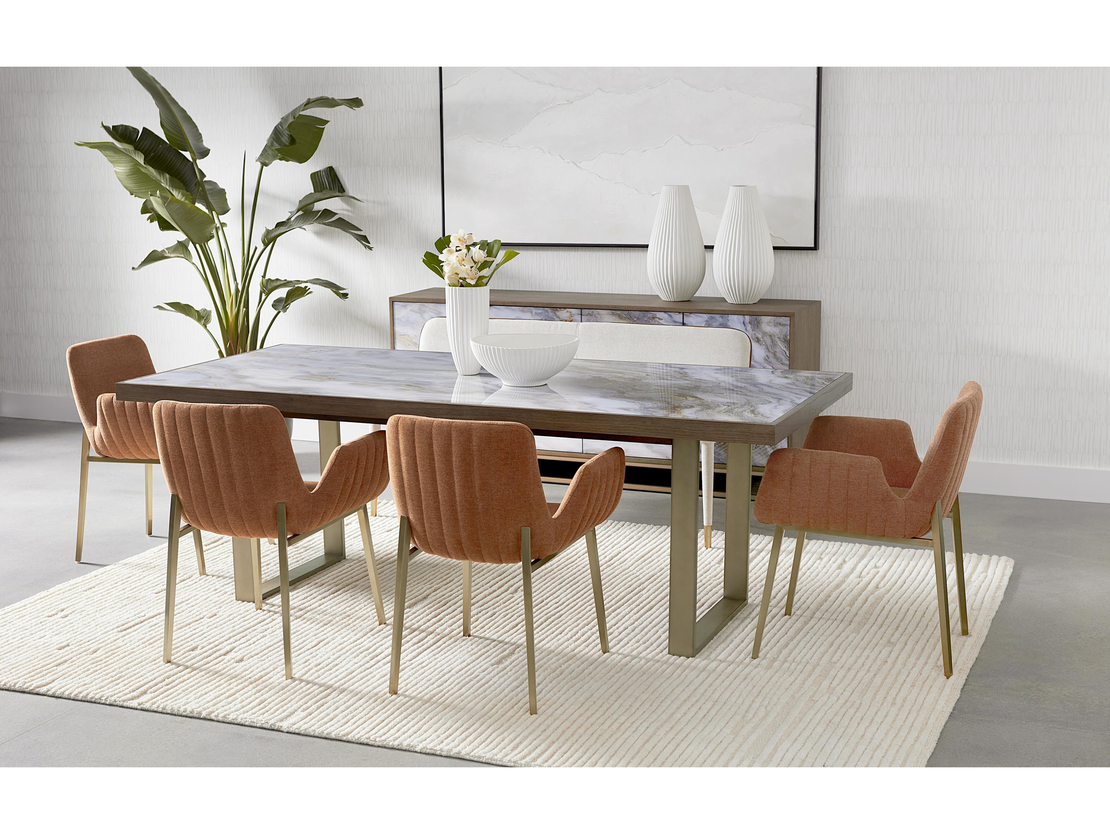 Sunpan Lucano Belfast Rust Upholstered Arm Dining Chair