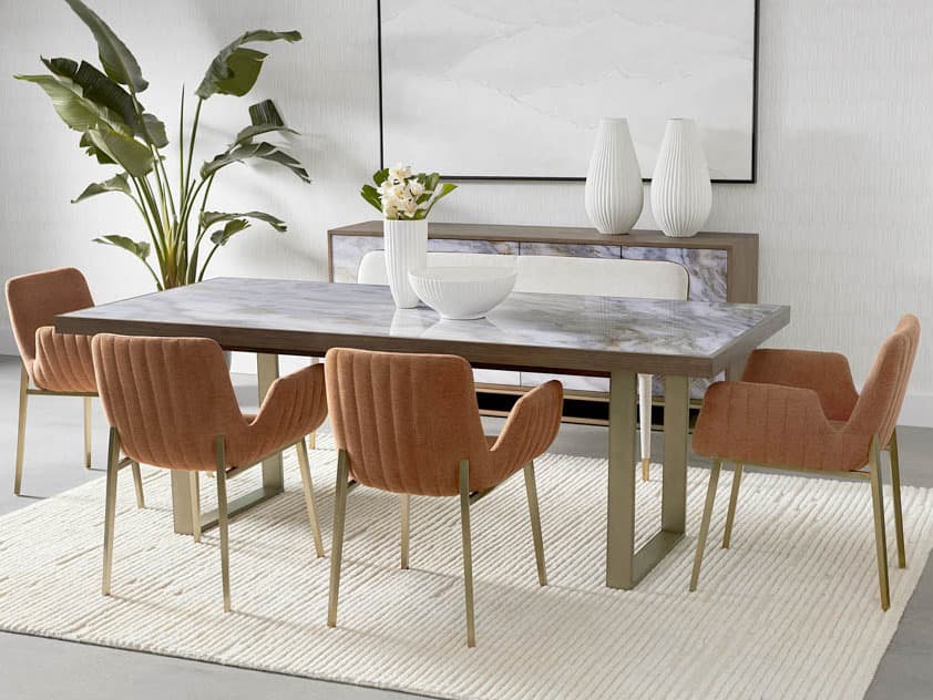 Sunpan Lucano Belfast Rust Upholstered Arm Dining Chair