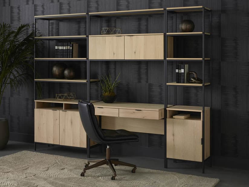 Sunpan Ambrose Rustic Oak Black Bookcase