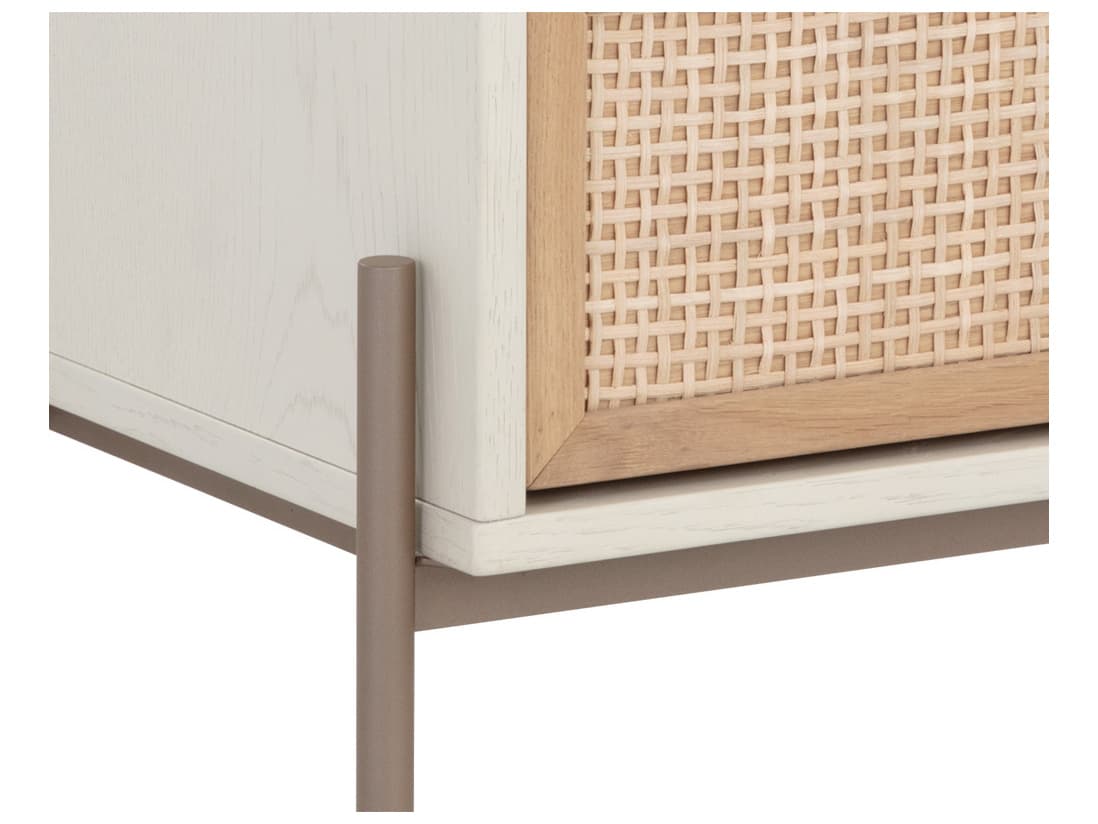 Sunpan Avida 2-Drawers Champagne Gold Cream & Natural Nightstand