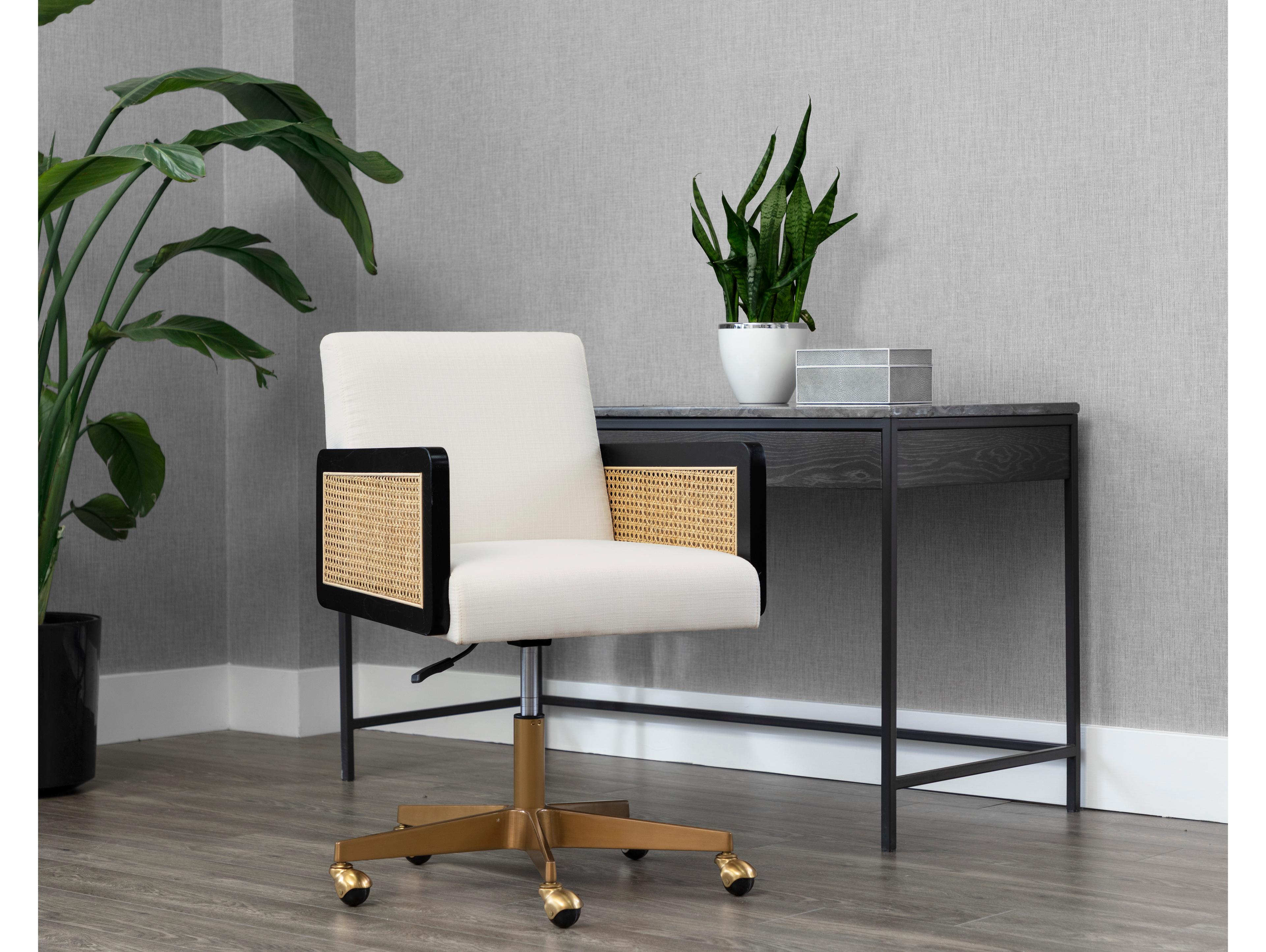 Sunpan Claudette Linoso Ivory Upholstered Adjustable Computer Chair