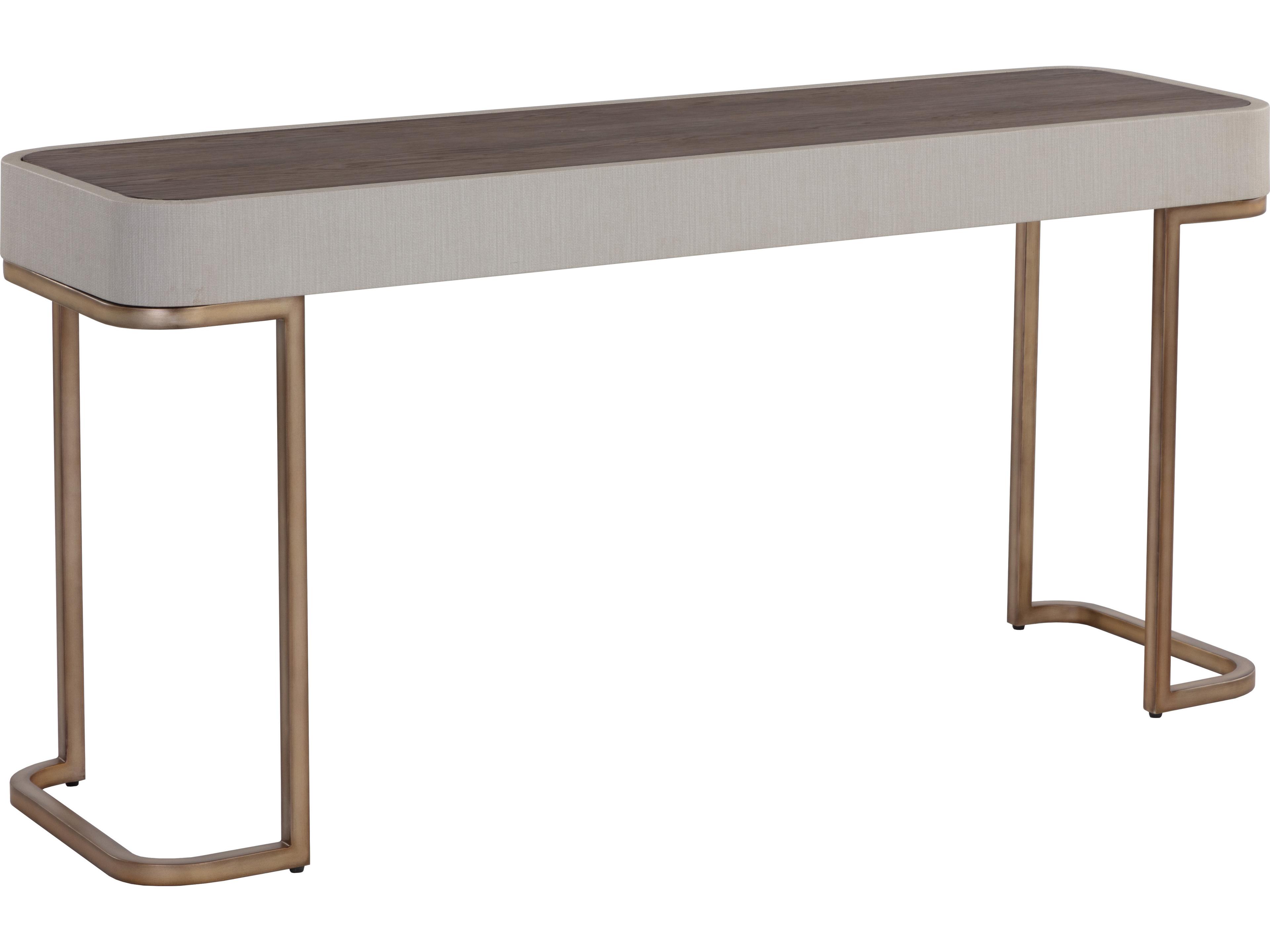 Sunpan Jamille Rectangular Wood Cream Warm Brass Console Table