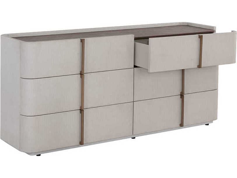 Sunpan Jamille 6-Drawers Beige Oak Wood Double Dresser