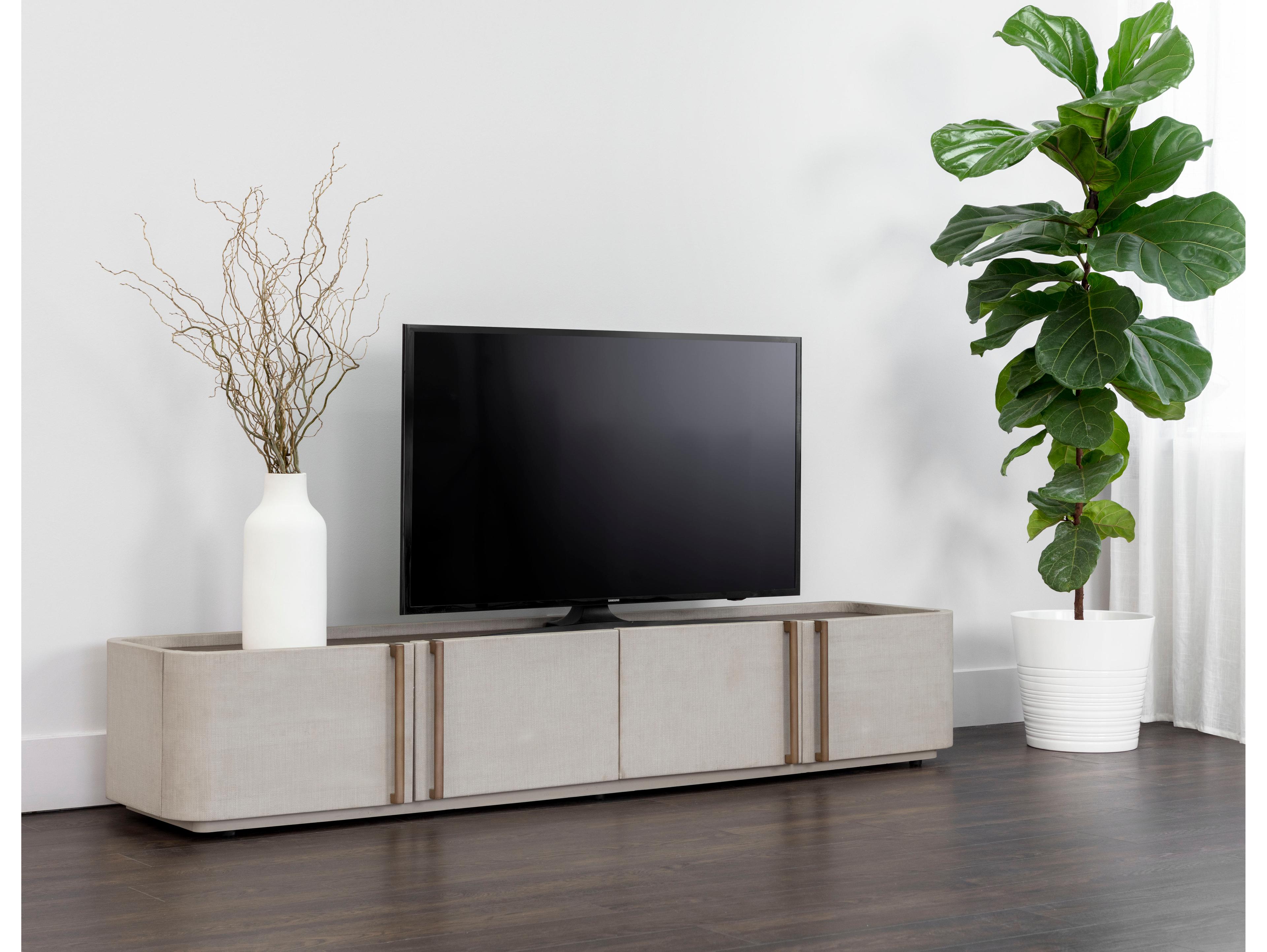 Sunpan Jamille 80" Oak Wood Cream Media Console