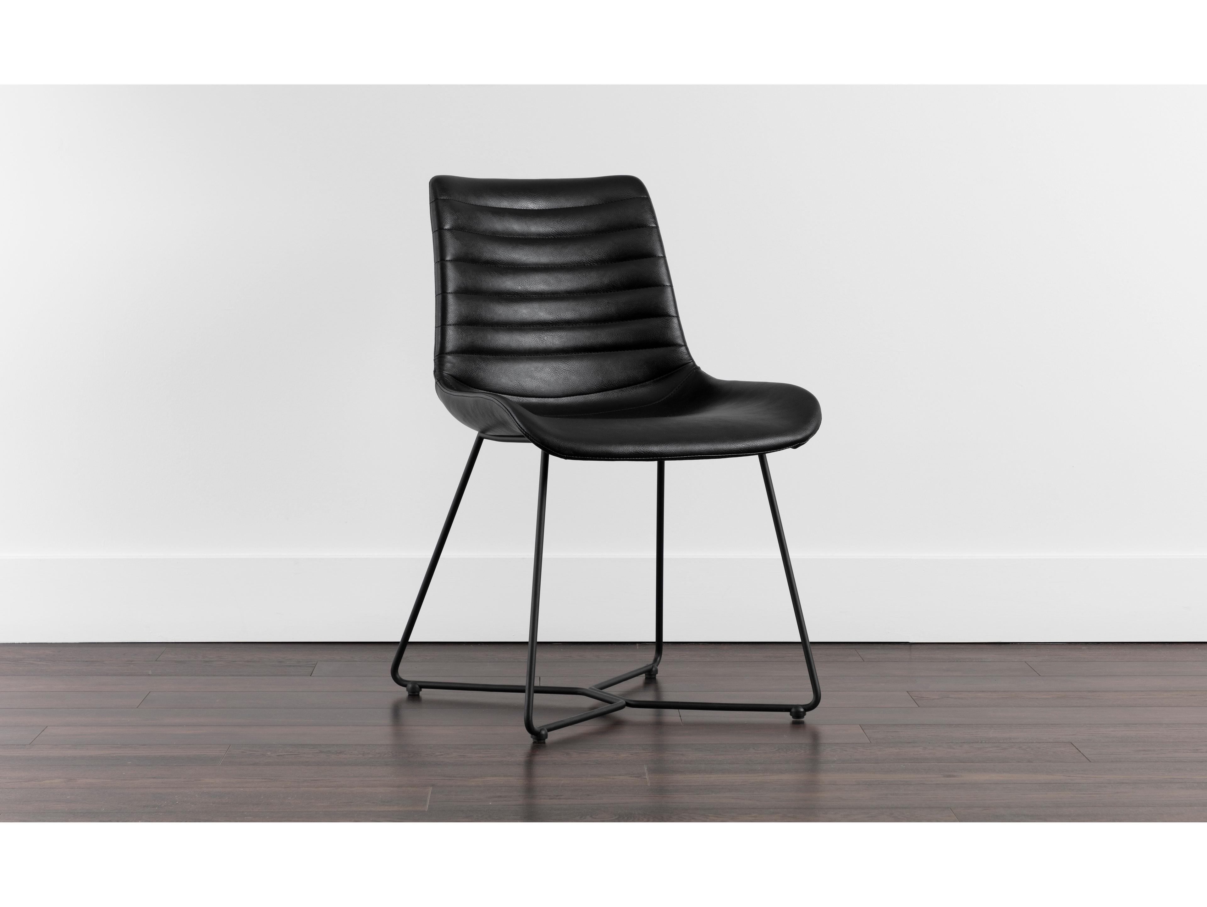 Sunpan Gracen Black Faux Leather Side Dining Chair