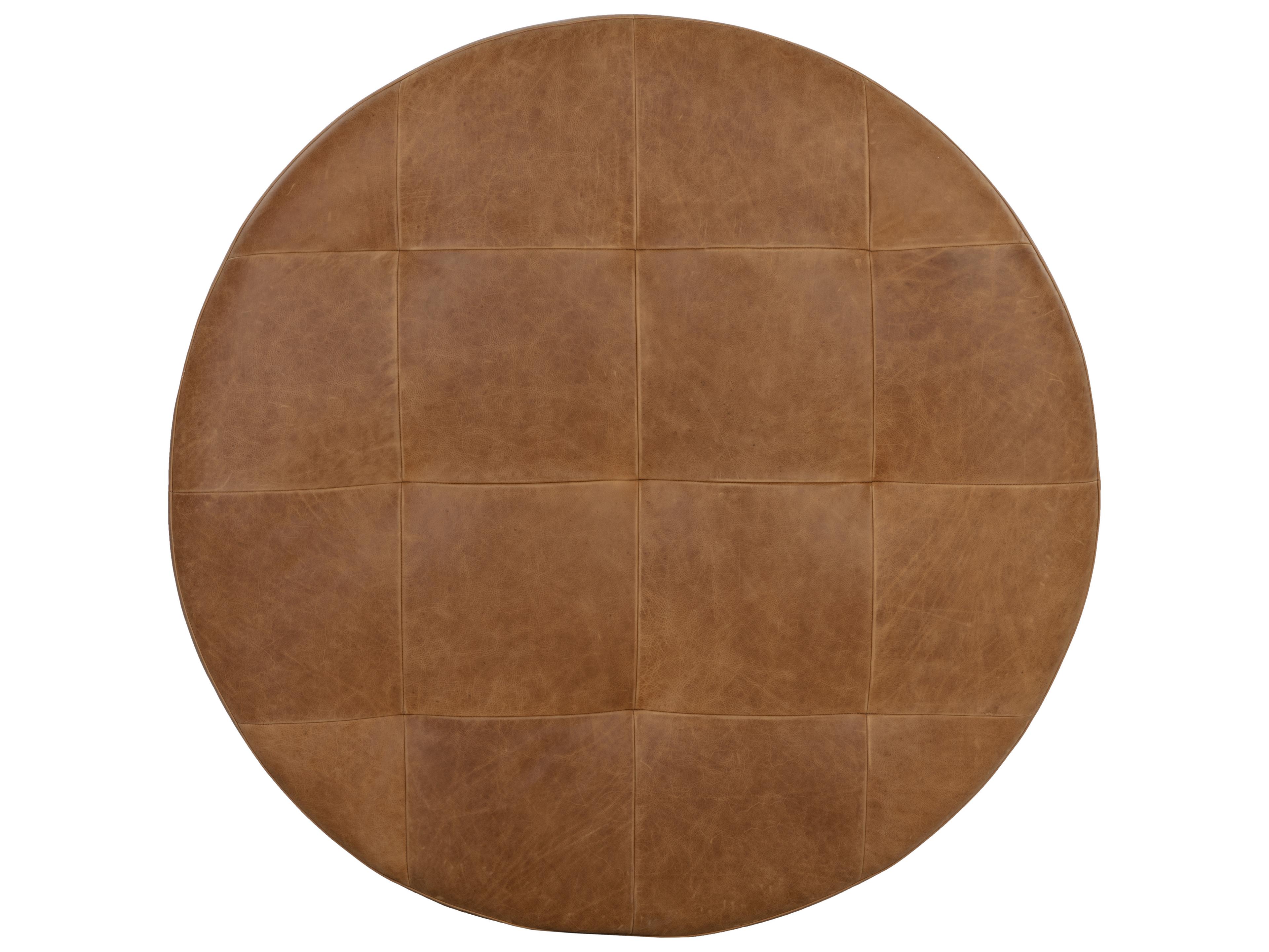 Sunpan Nilda Camel Leather Brown Upholstered Ottoman