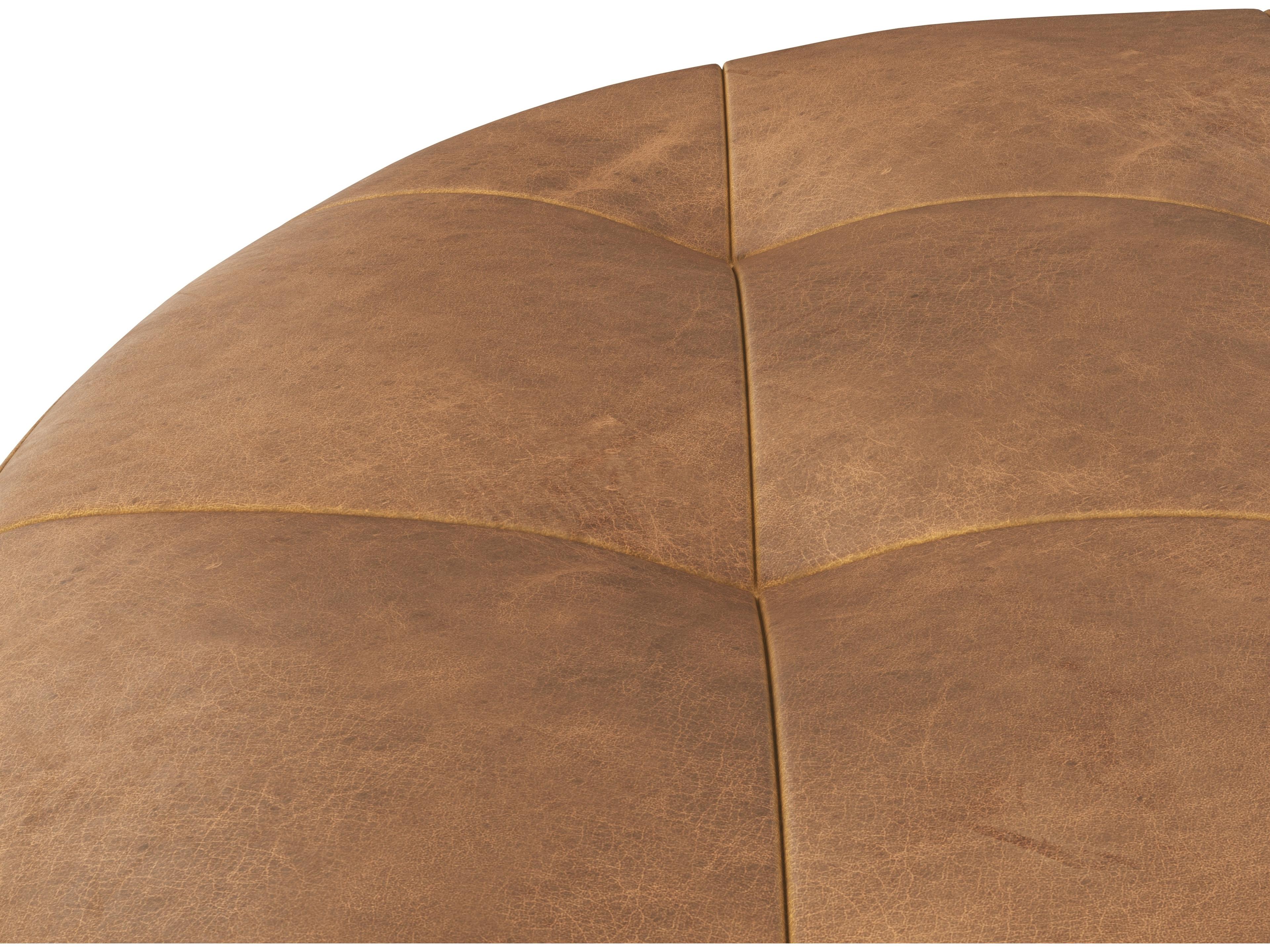 Sunpan Nilda Camel Leather Brown Upholstered Ottoman