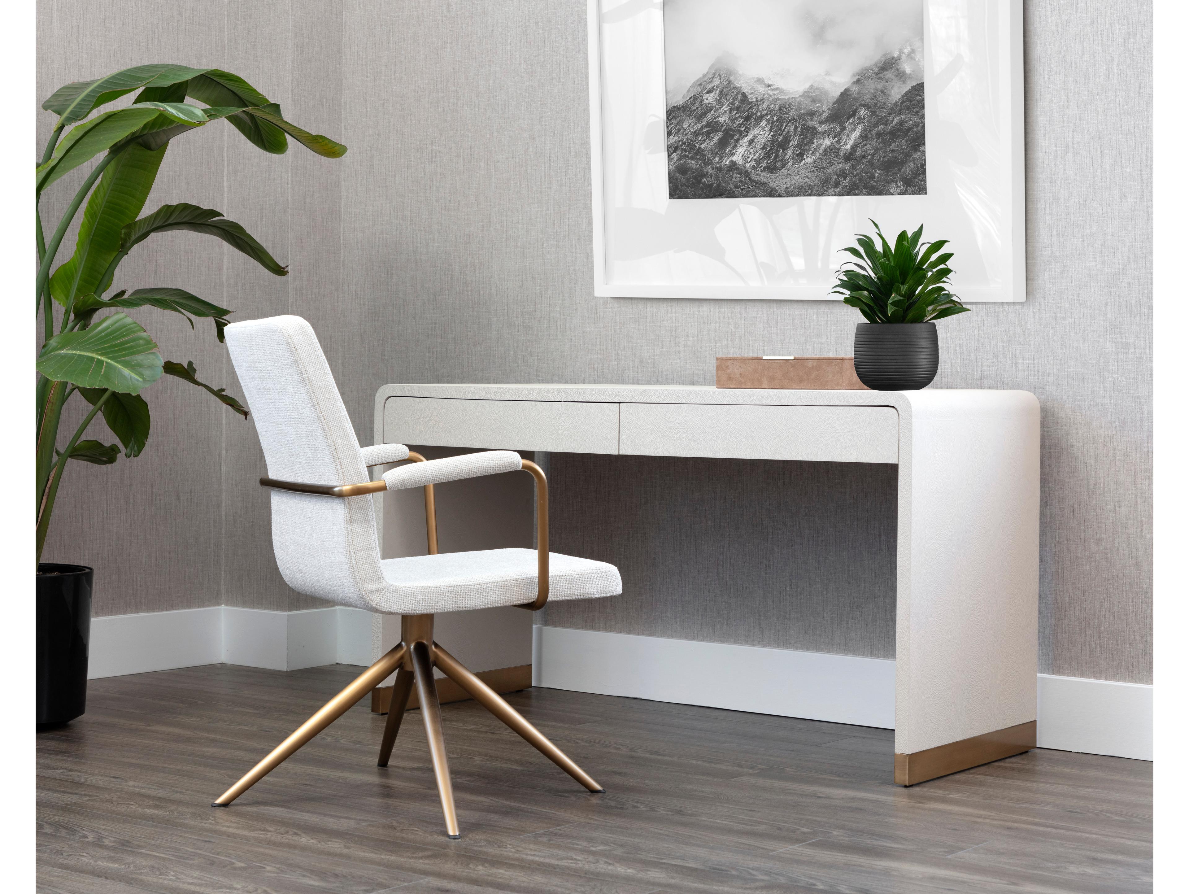 Sunpan Ilona Oyster Shagreen White Secretary Desk