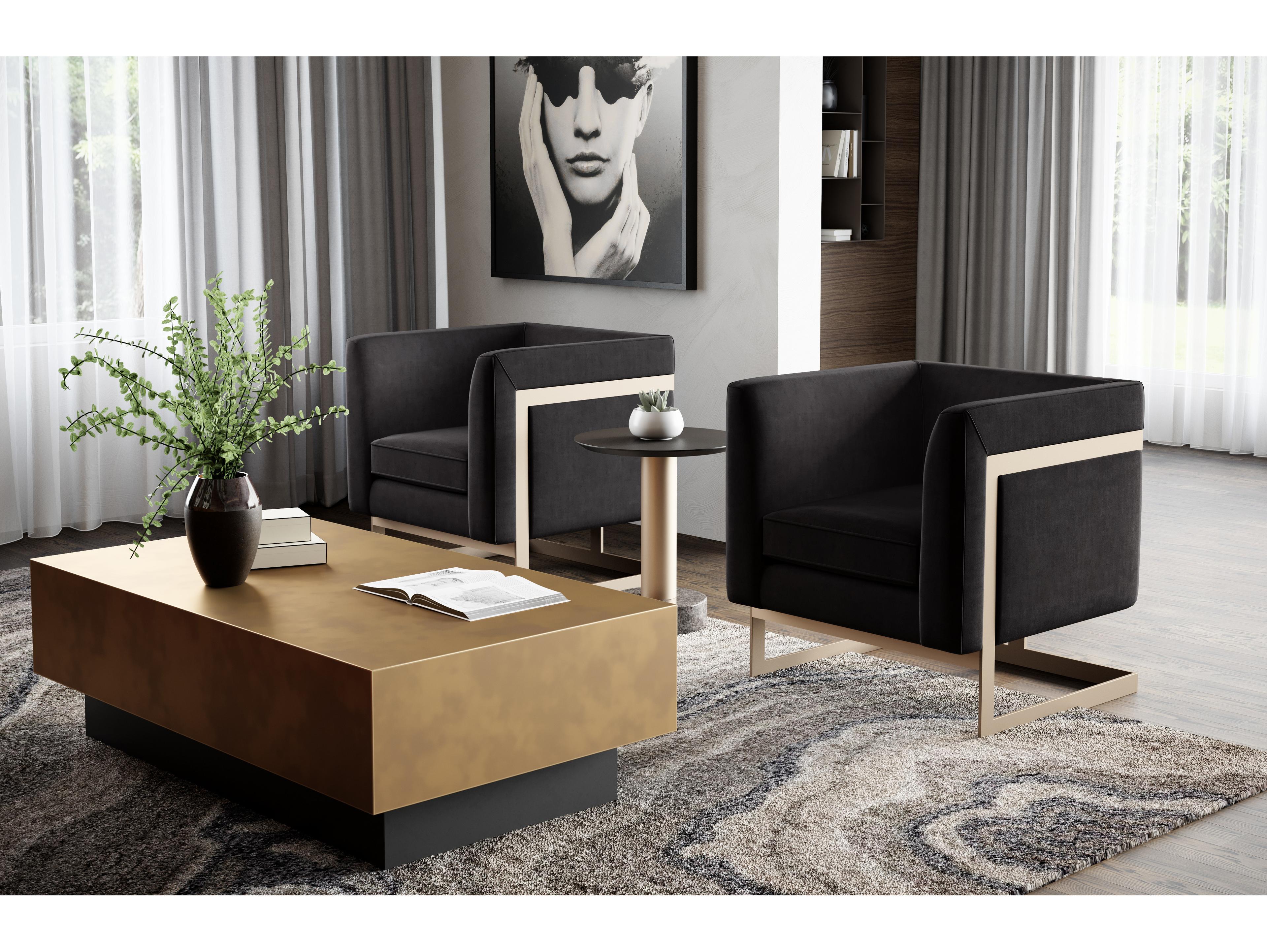 Sunpan Blakely Rectangular Metal Gold Coffee Table