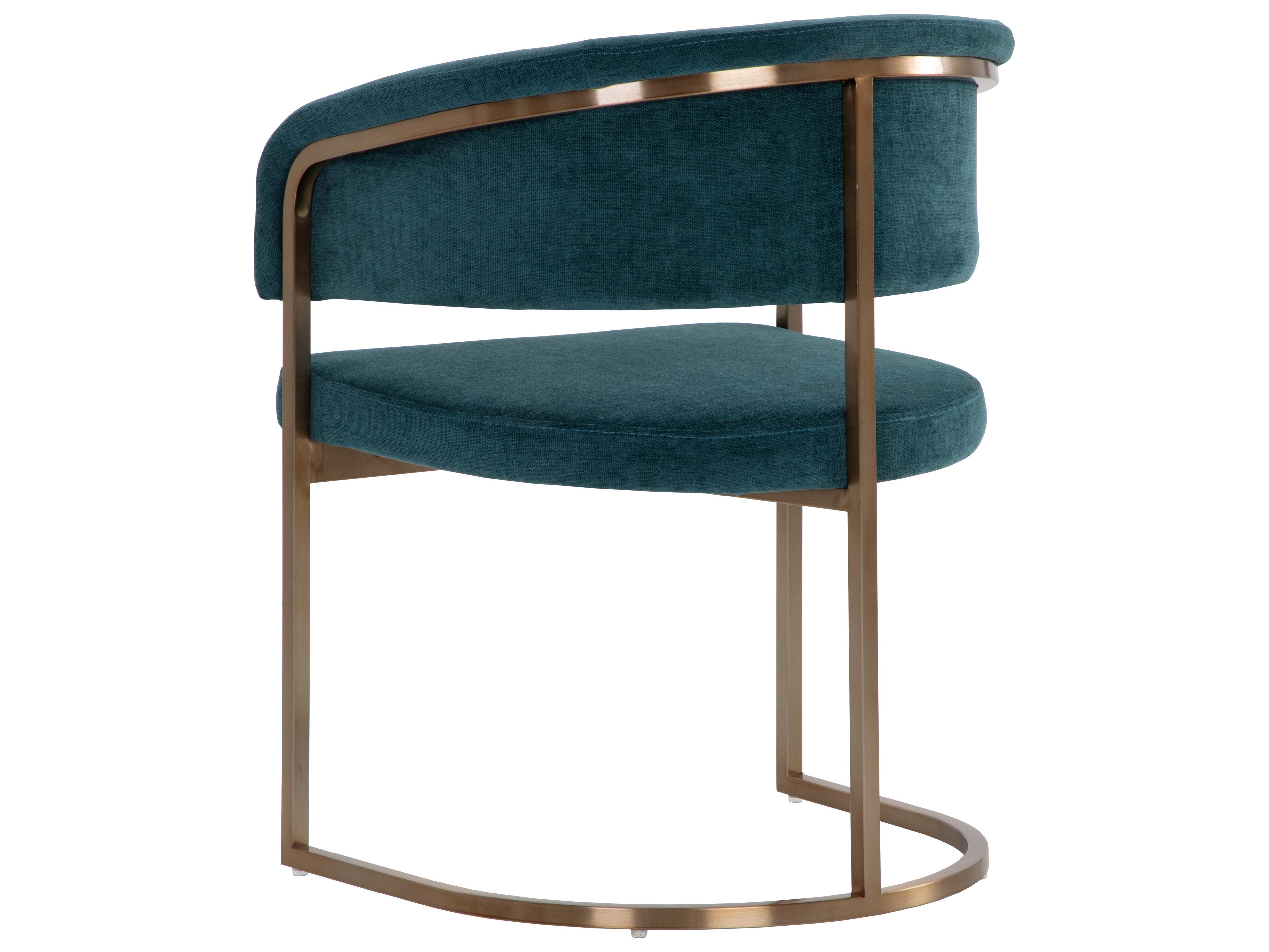 Sunpan Marris Blue Upholstered Arm Dining Chair