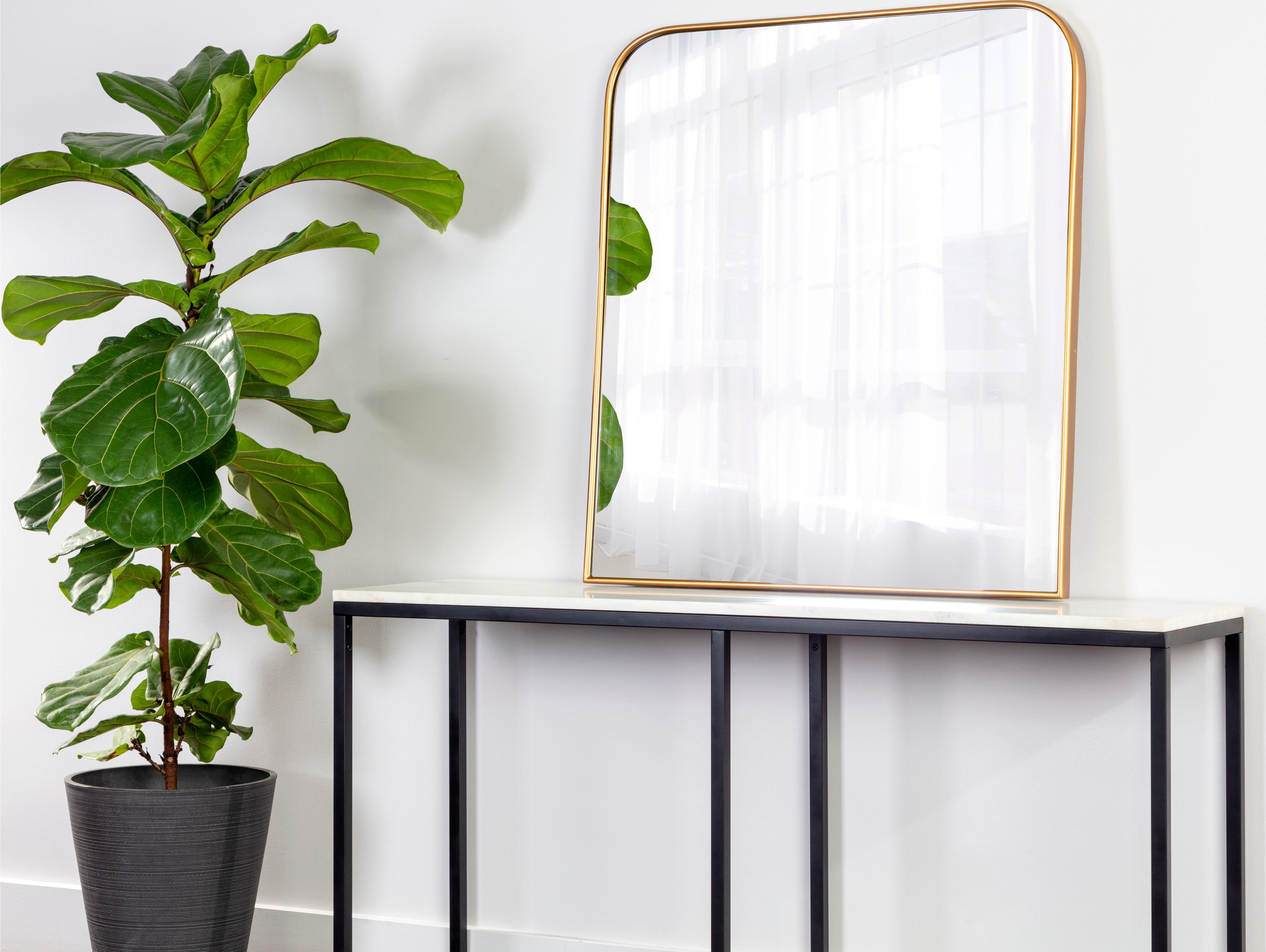 Sunpan Calabasas Rectangular Brass Wall Mirror