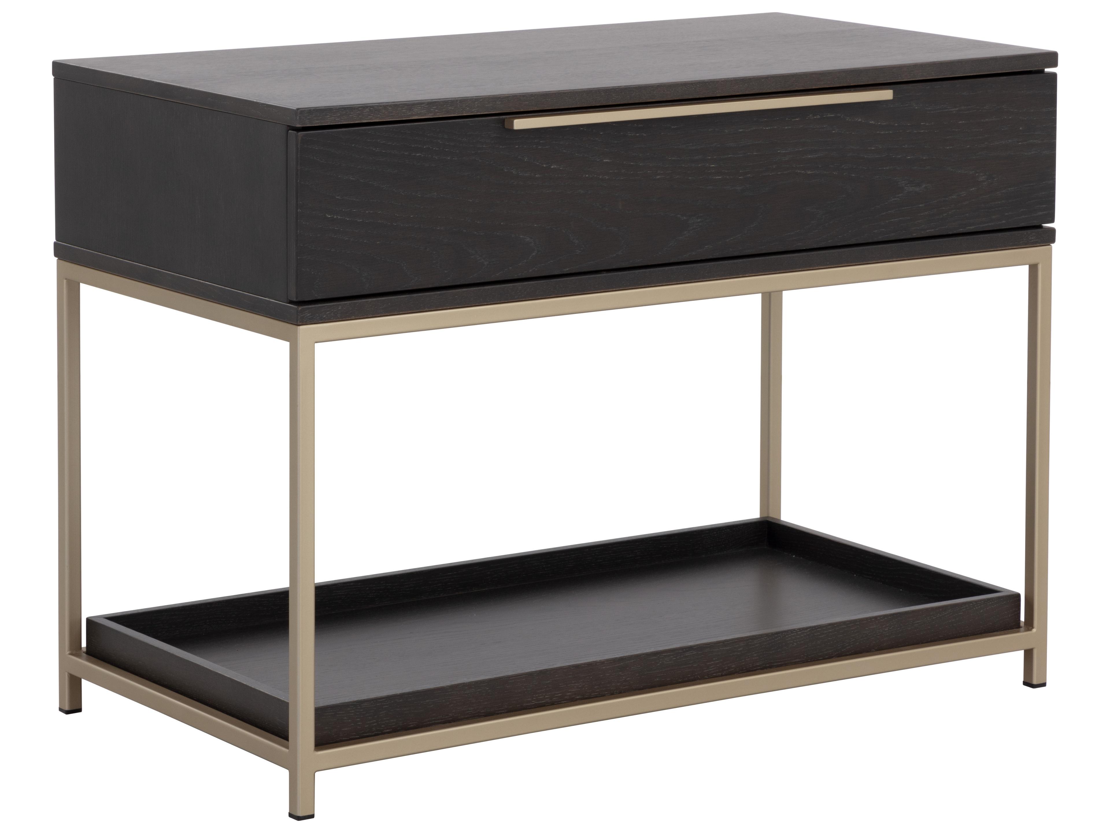Sunpan Rebel 1-Drawer Black Oak Wood Nightstand