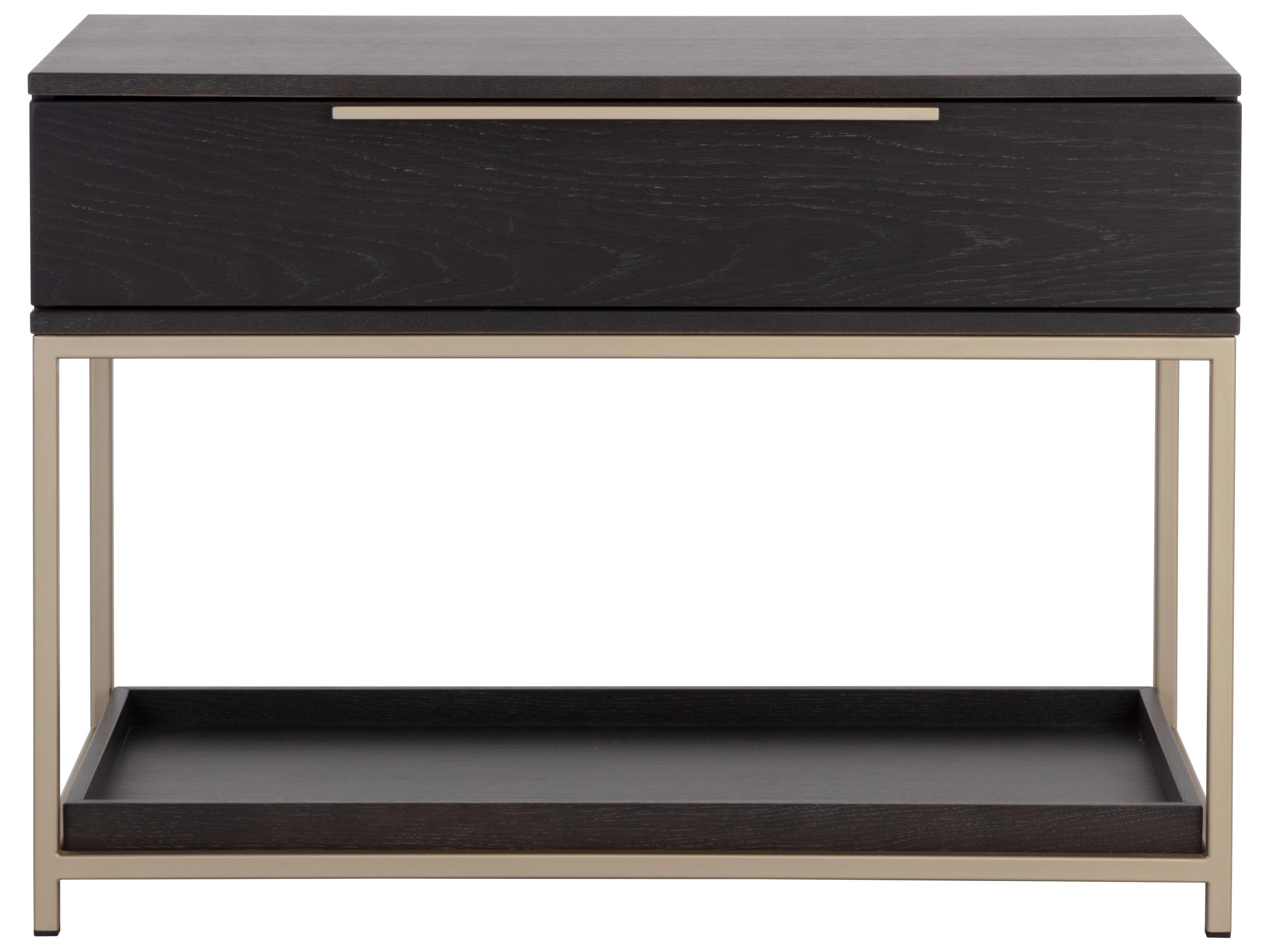 Sunpan Rebel 1-Drawer Black Oak Wood Nightstand