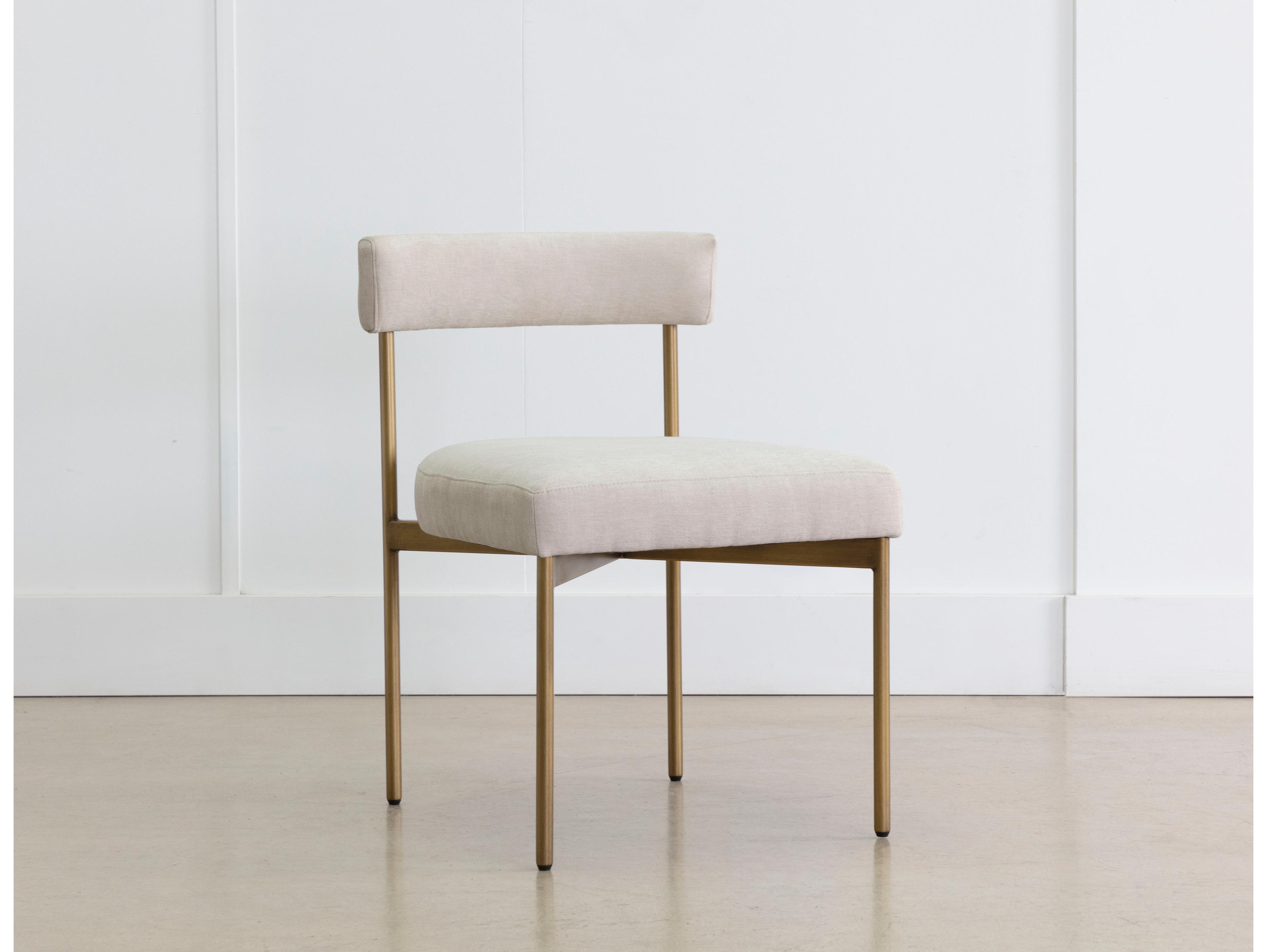 Sunpan Seneca Brass Upholstered Side Dining Chair