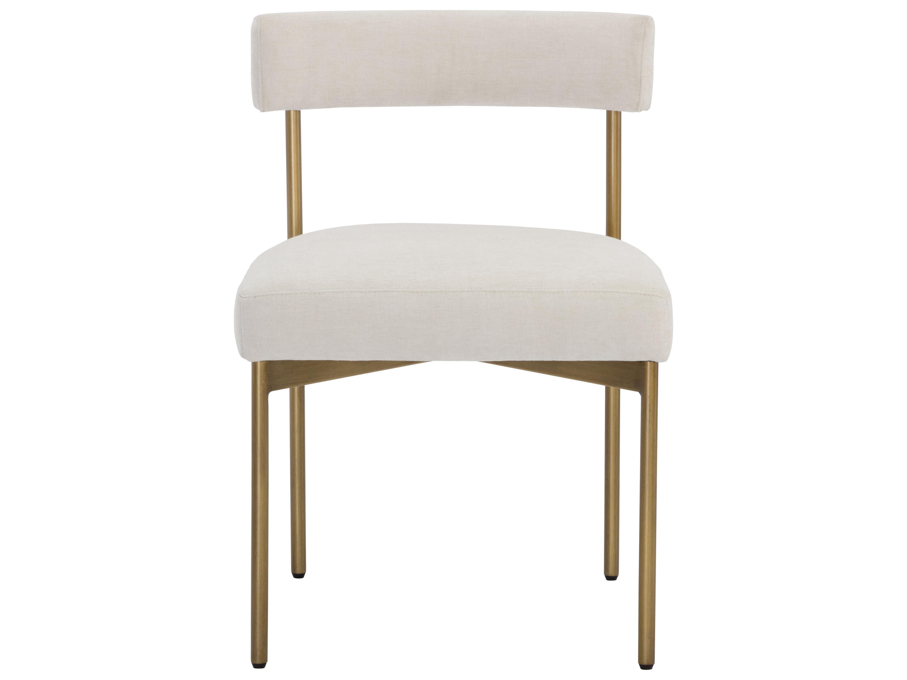 Sunpan Seneca Brass Upholstered Side Dining Chair