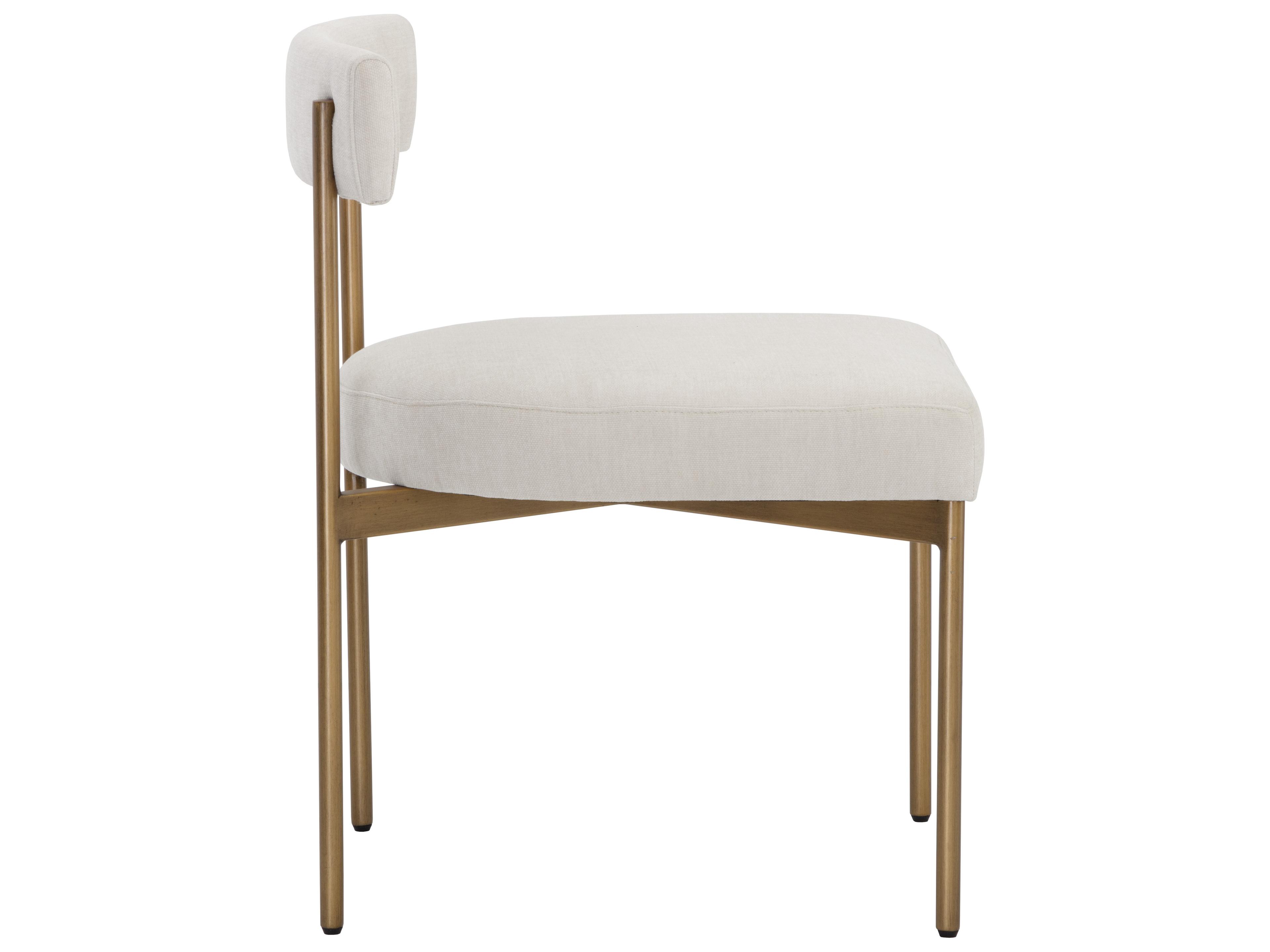 Sunpan Seneca Brass Upholstered Side Dining Chair
