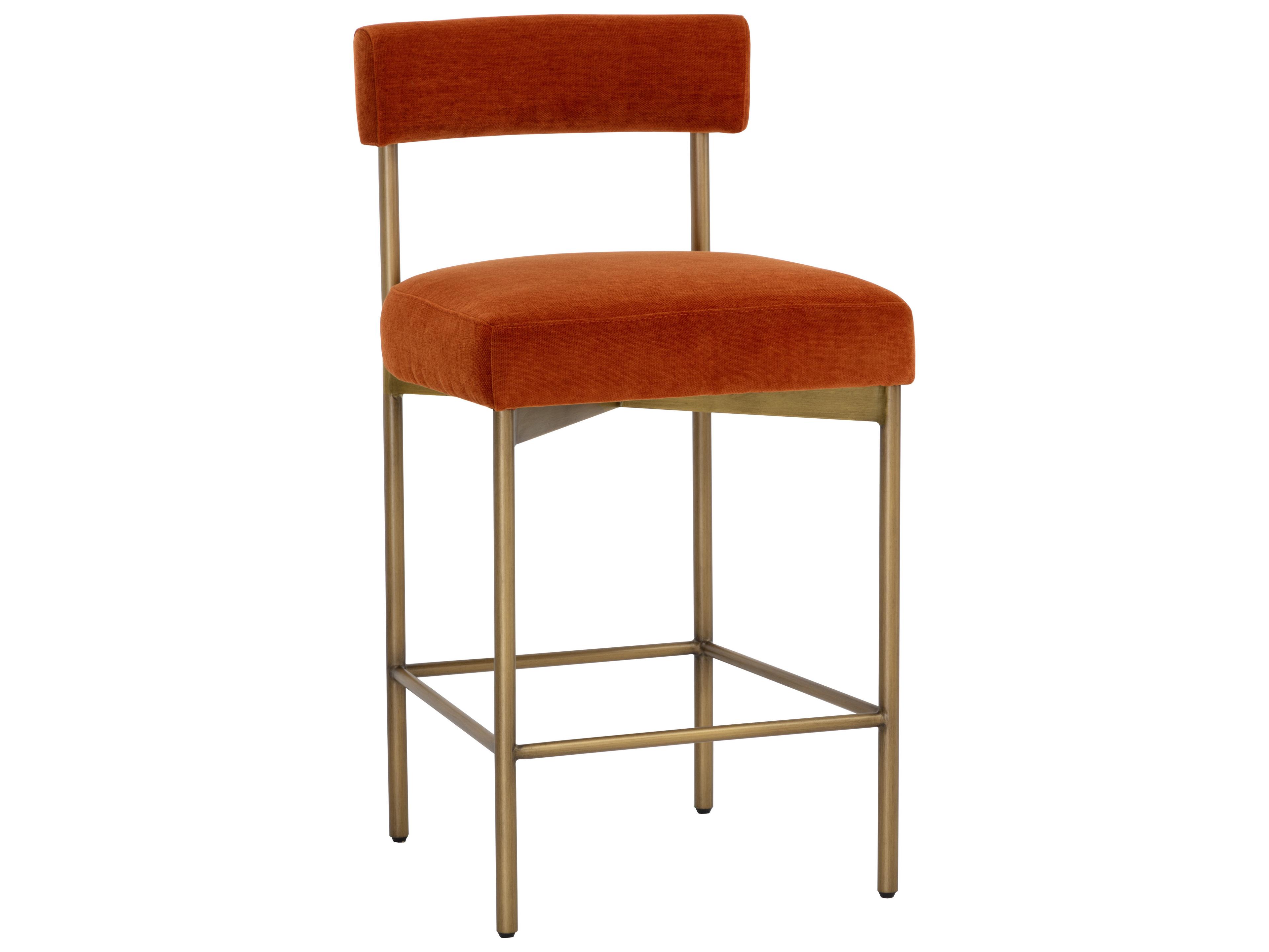 Sunpan Seneca Orange Upholstered Counter Stool