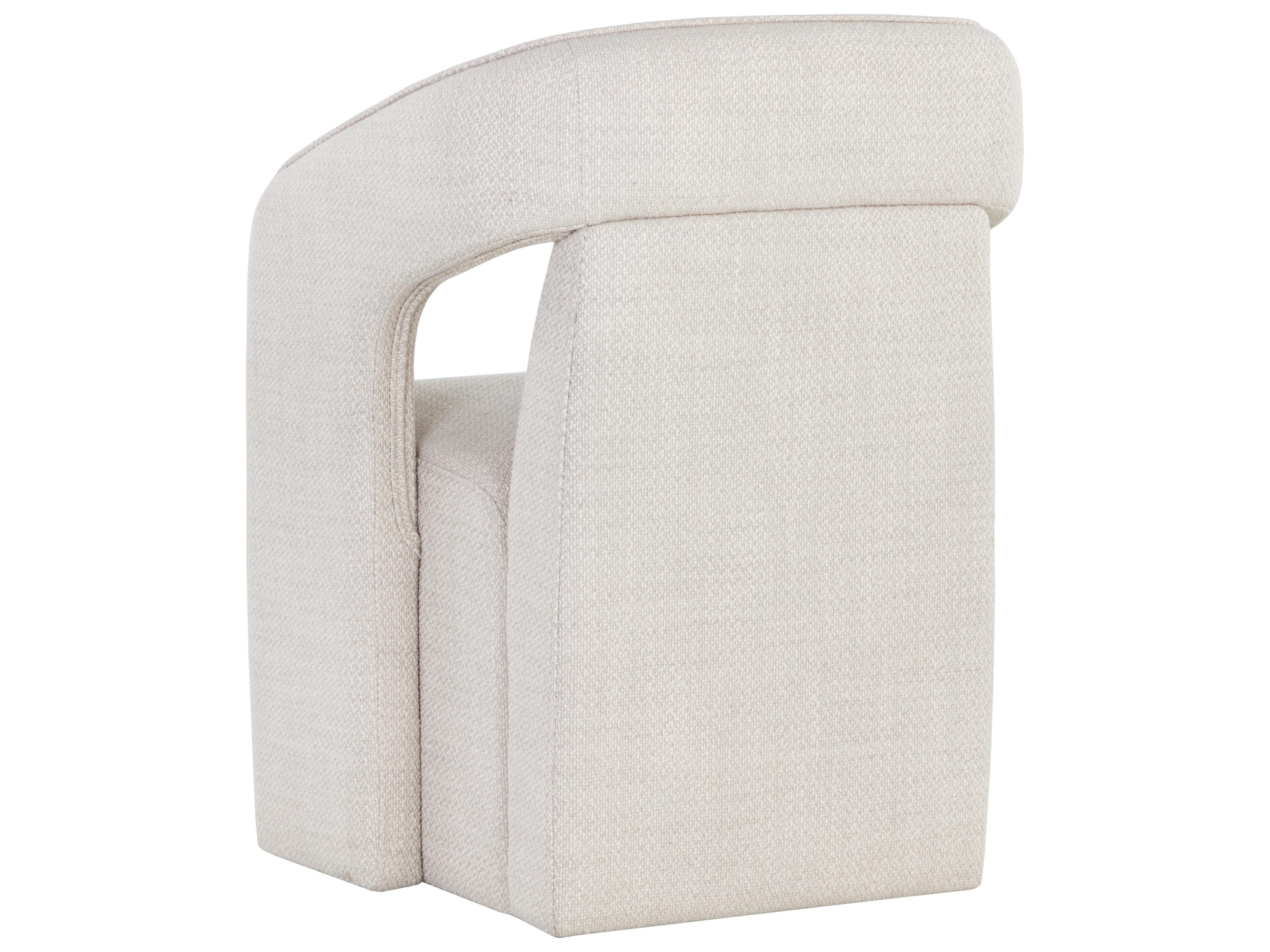 Sunpan Kendrick White Upholstered Arm Dining Chair