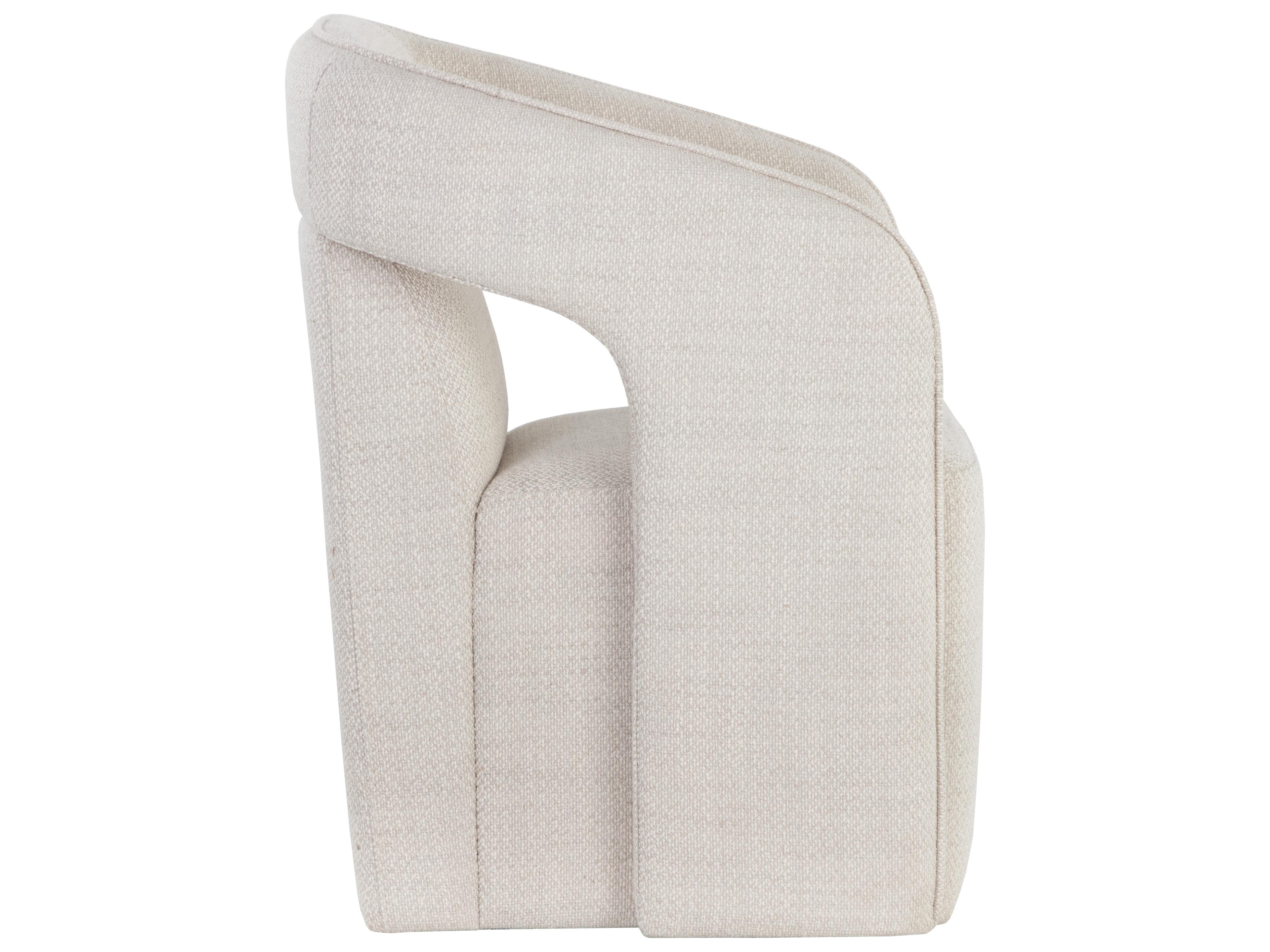 Sunpan Kendrick White Upholstered Arm Dining Chair
