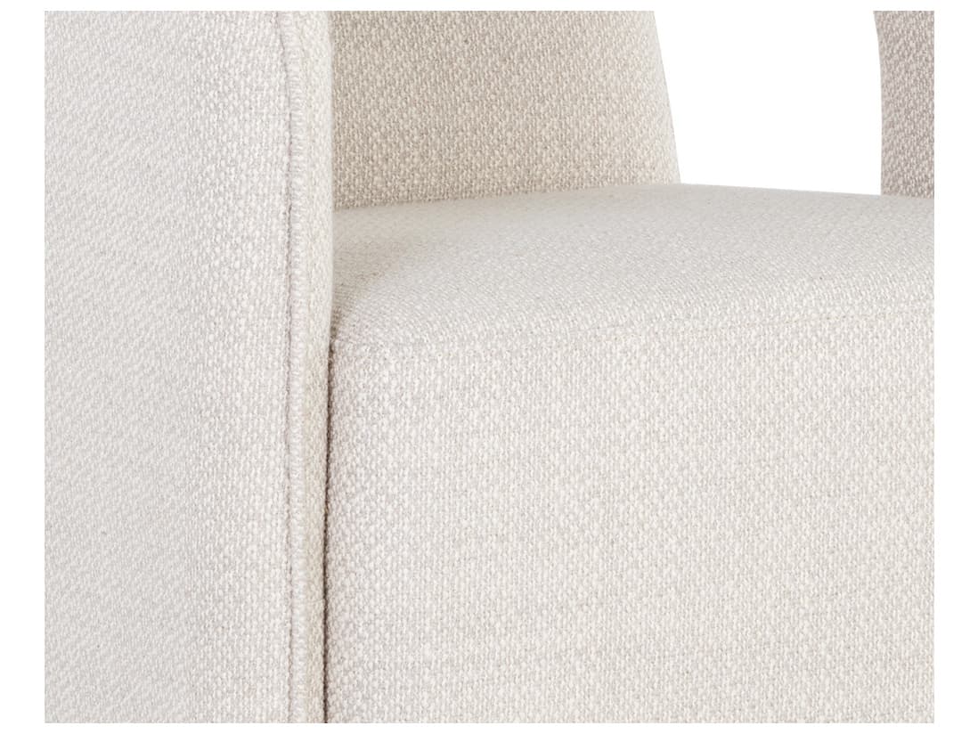 Sunpan Kendrick White Upholstered Arm Dining Chair