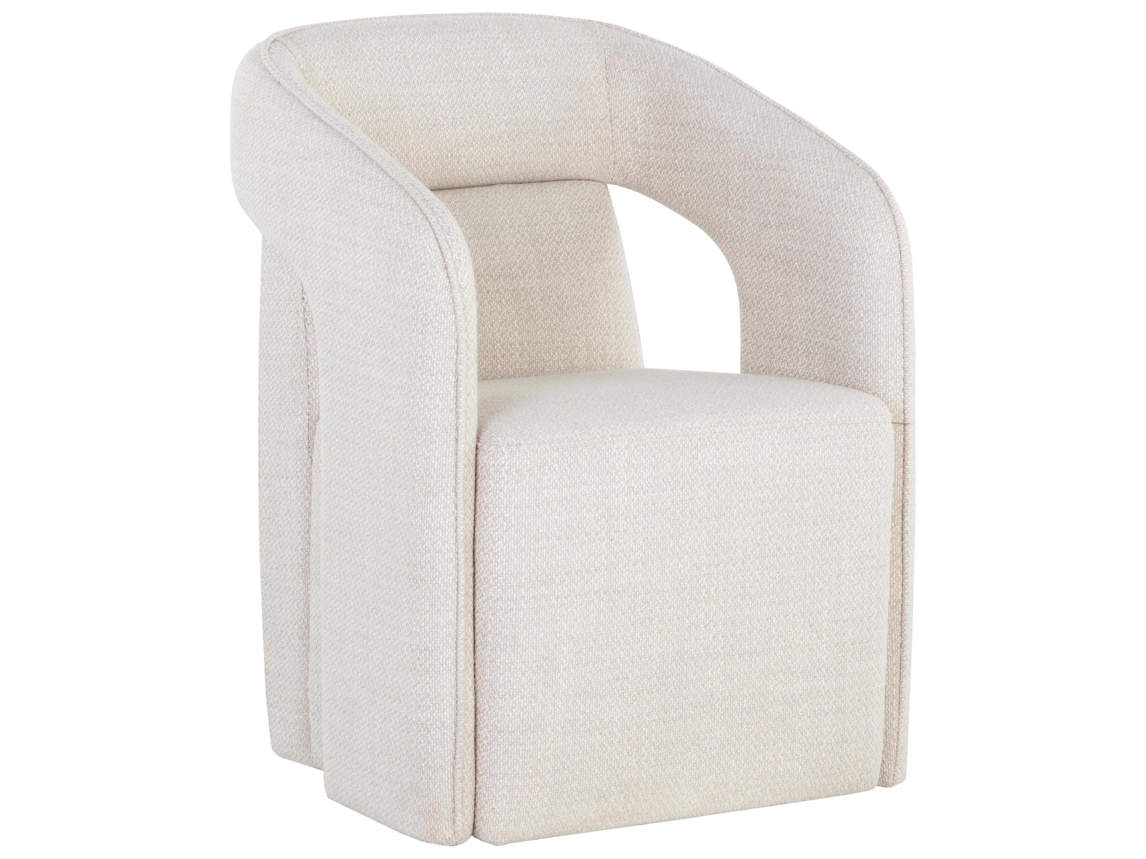Sunpan Kendrick White Upholstered Arm Dining Chair