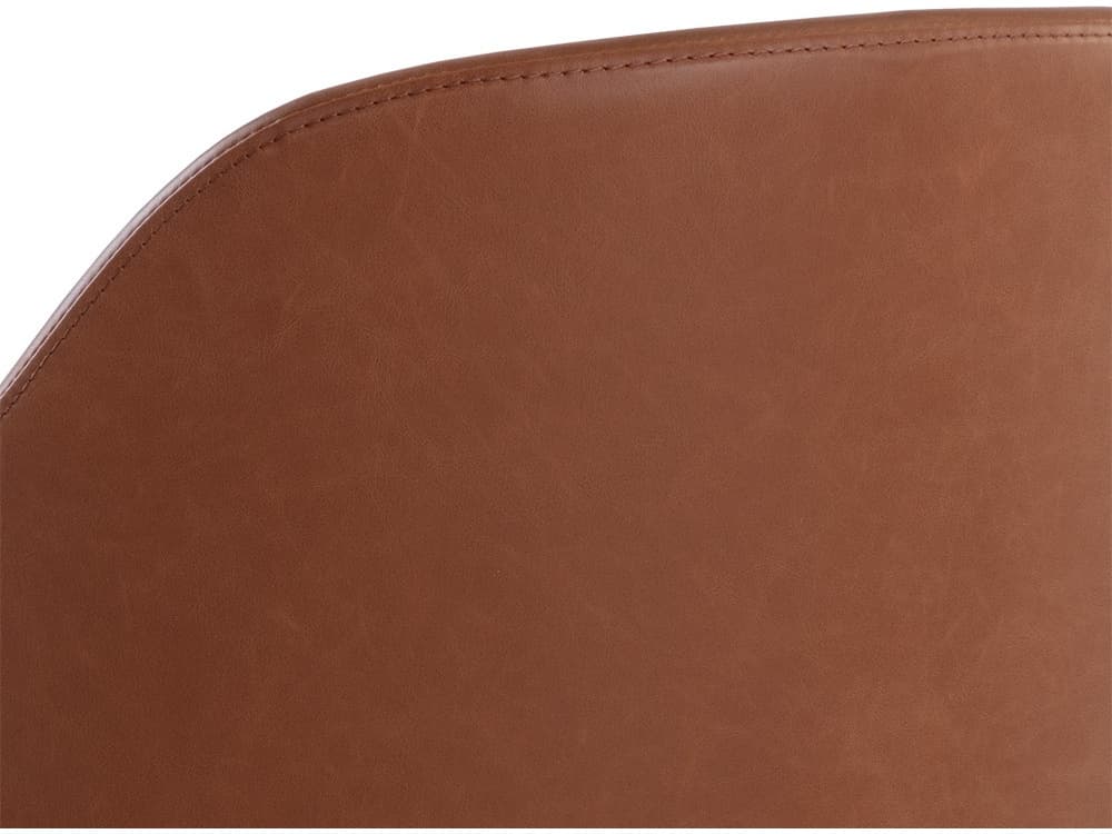 Sunpan Hensley Brown Faux Leather Arm Dining Chair