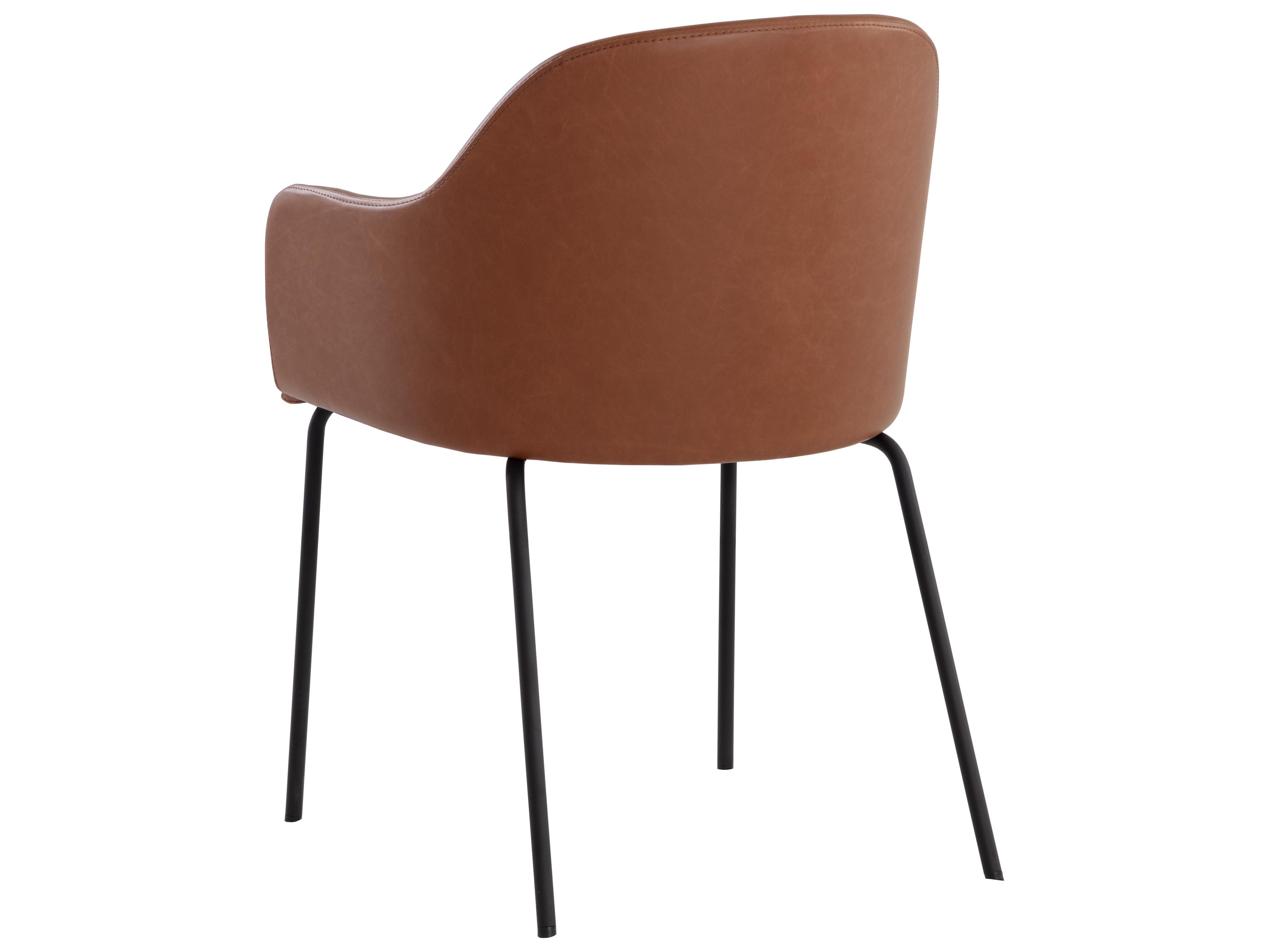 Sunpan Hensley Brown Faux Leather Arm Dining Chair