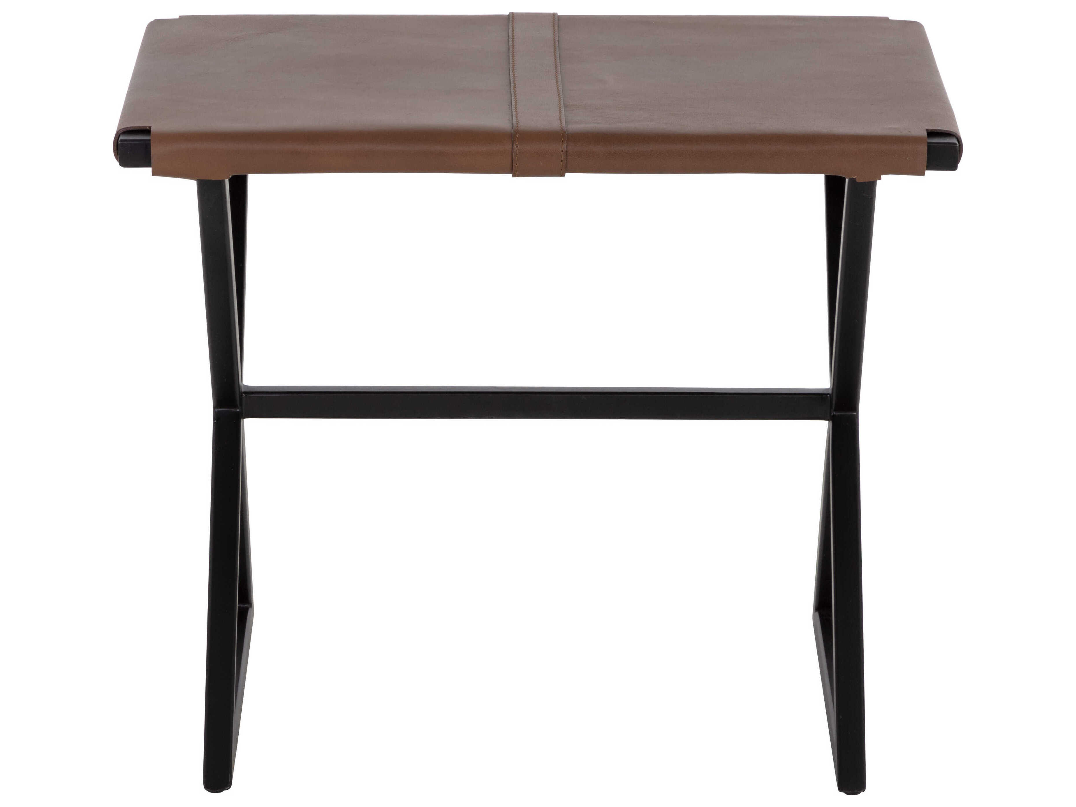 Sunpan Elon Vintage Cognac Leather Brown Upholstered Accent Stool