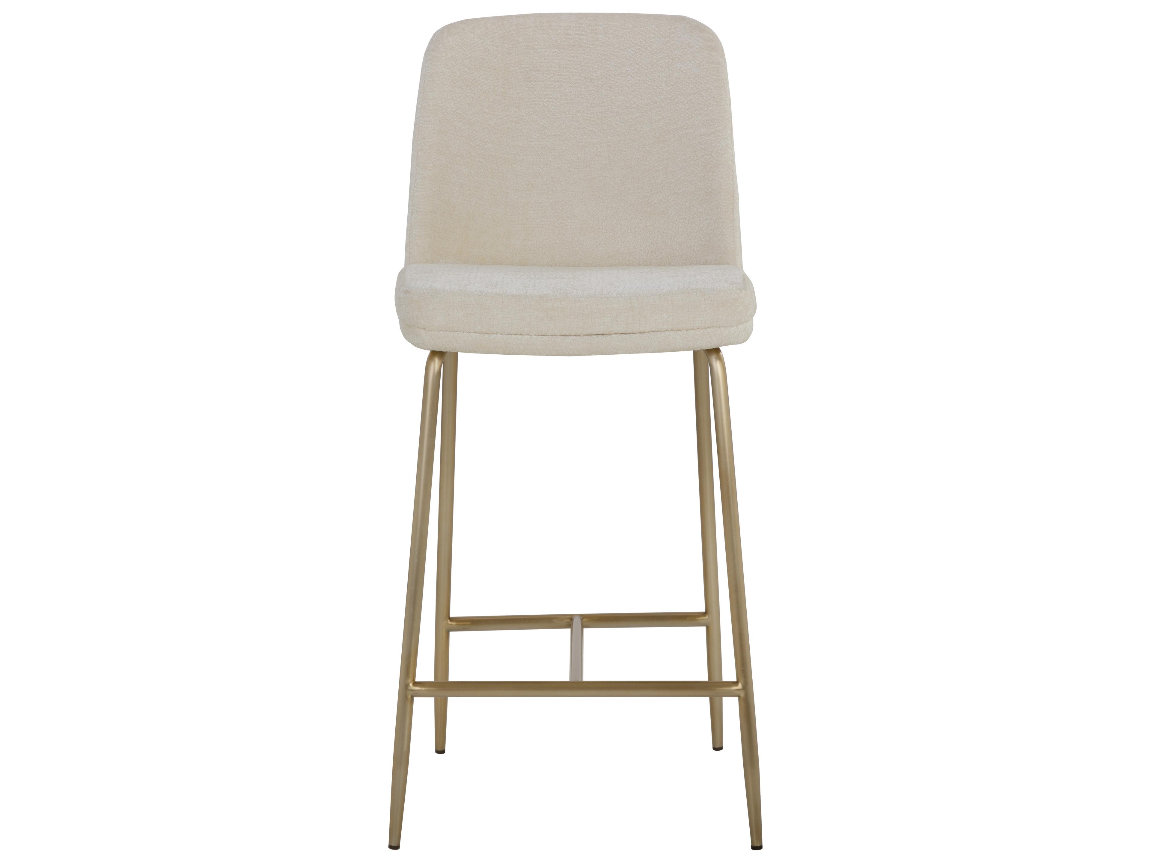 Sunpan Zeke Antique Brass Bergen Ivory Upholstered Counter Stool