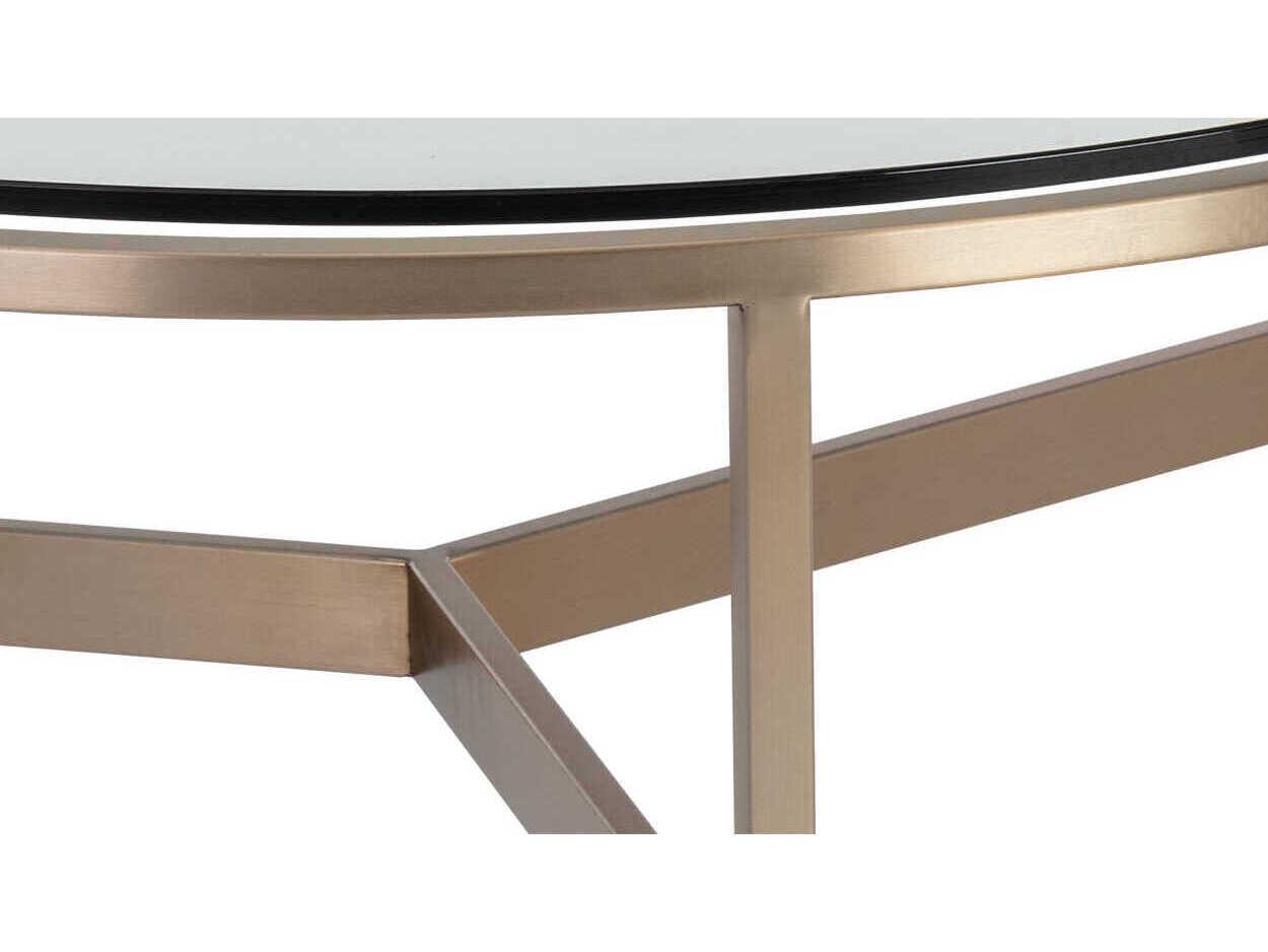 Sunpan Flato Round Glass Antique Brass Coffee Table