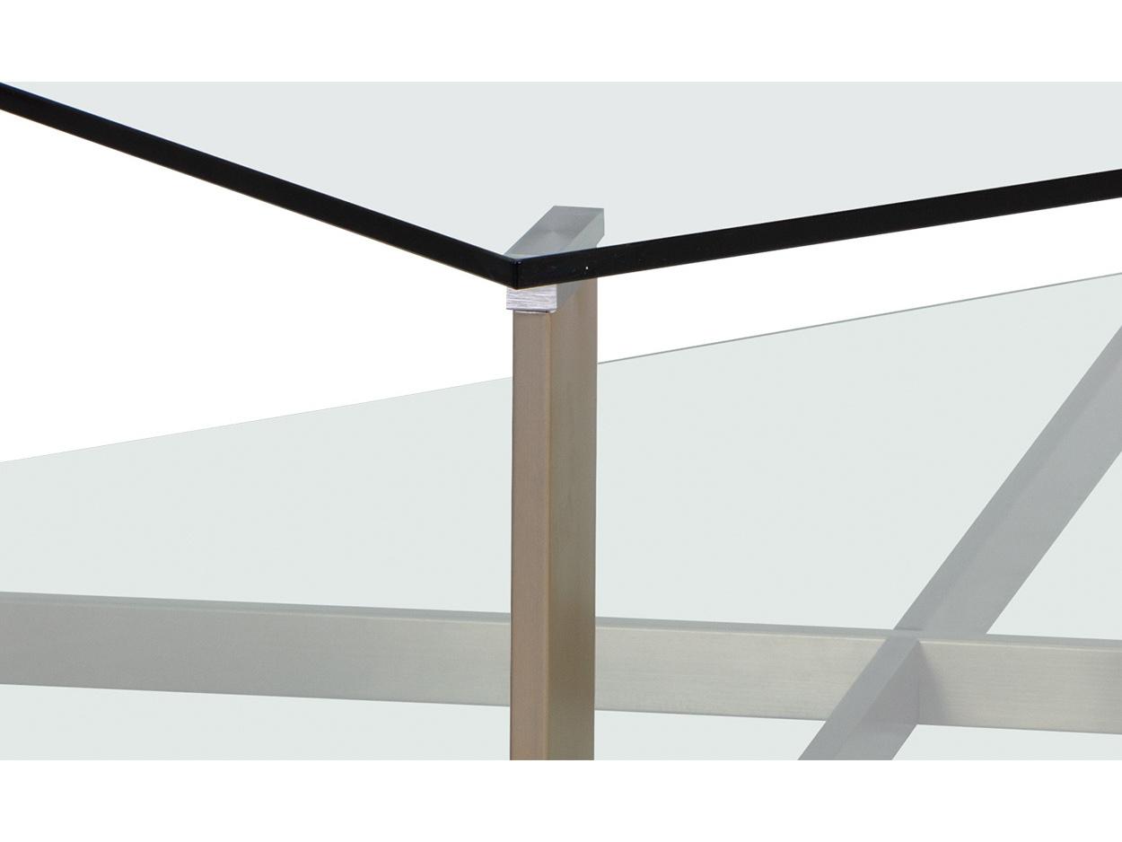 Sunpan Xavier Square Glass Antique Brass Coffee Table