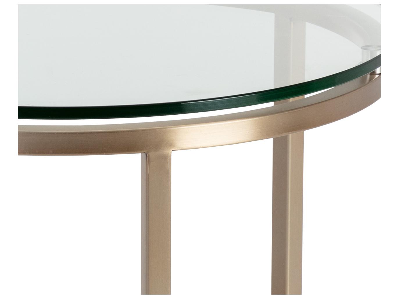 Sunpan Flato Round Glass Antique Brass End Table