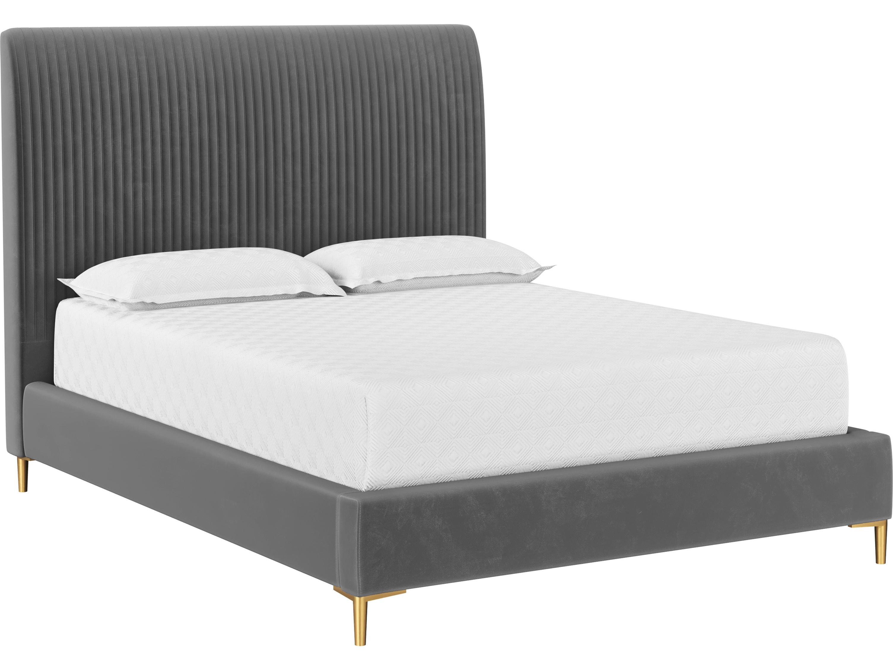 Sunpan Harris Casablanca Storm Gray Upholstered Queen Platform Bed