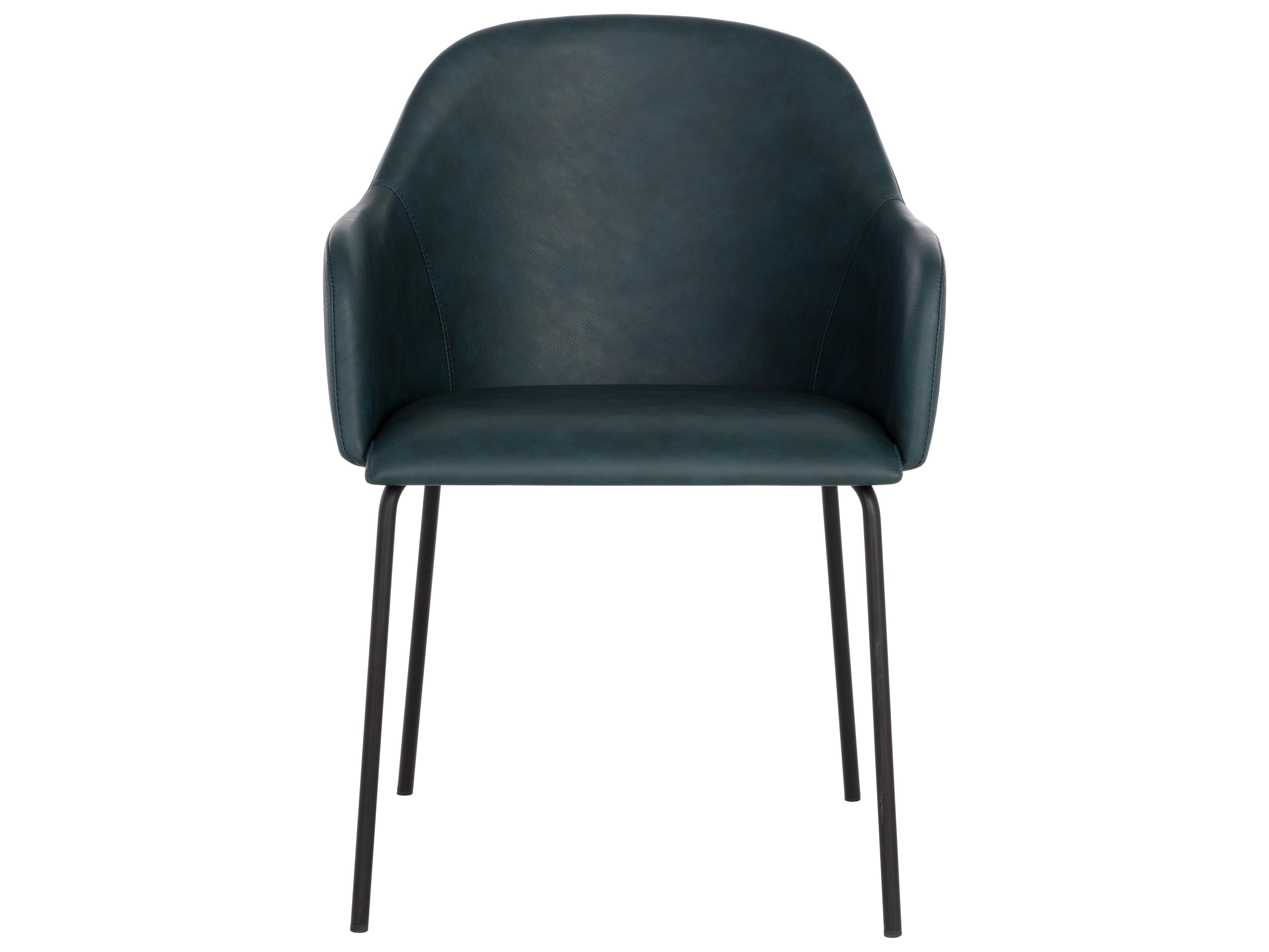 Sunpan Hensley Black Faux Leather Arm Dining Chair