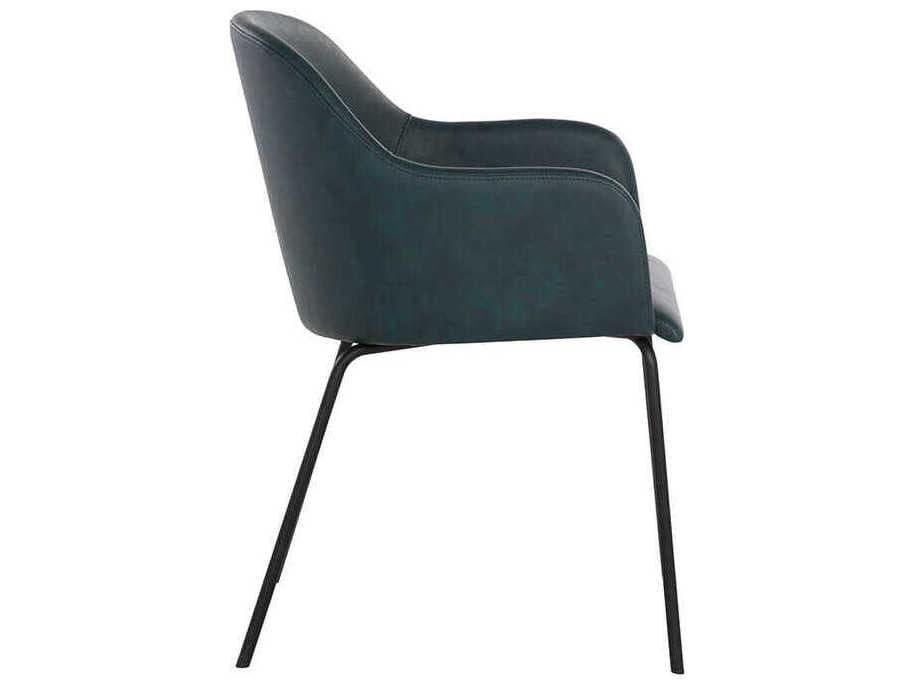 Sunpan Hensley Black Faux Leather Arm Dining Chair