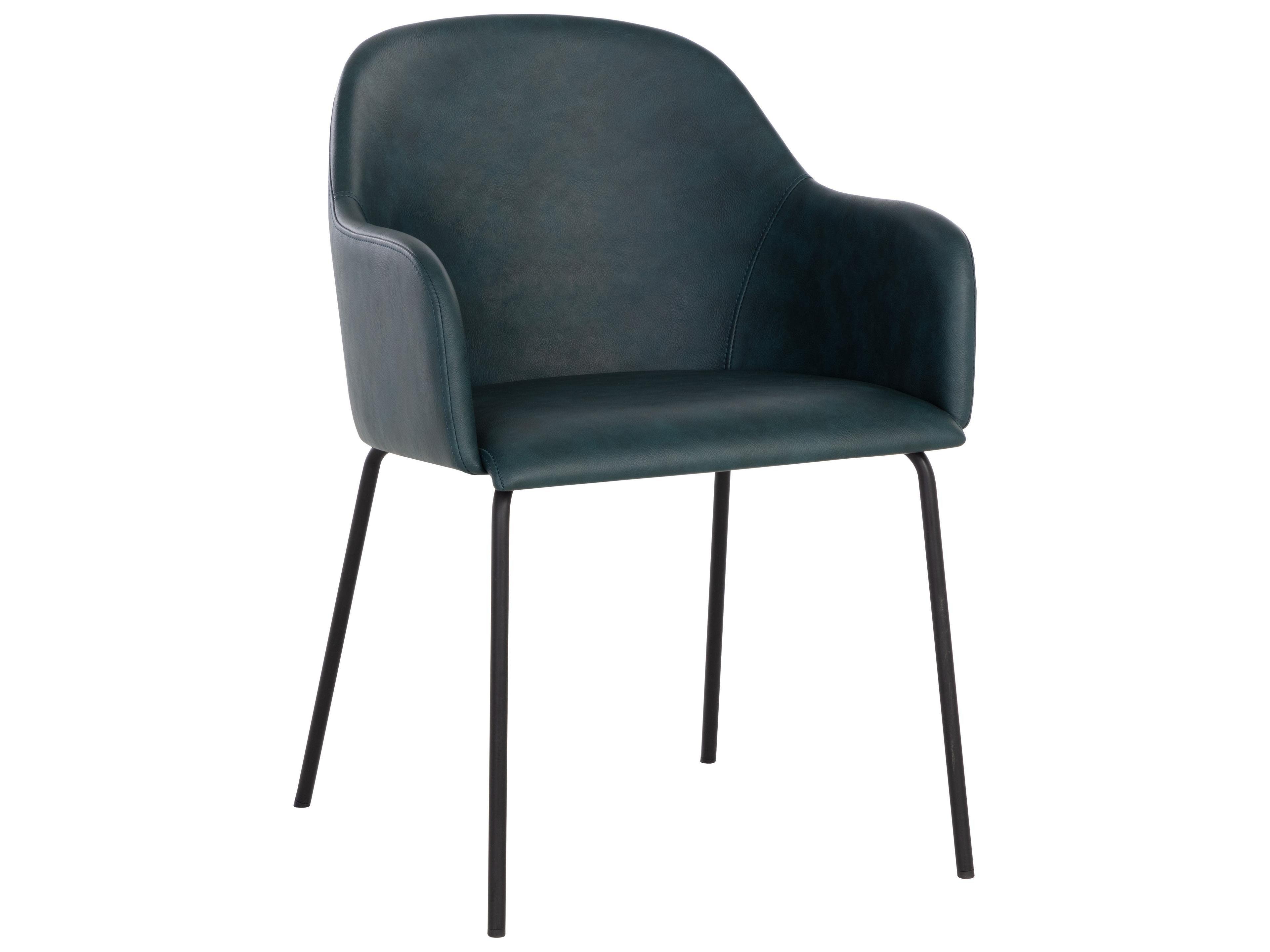 Sunpan Hensley Black Faux Leather Arm Dining Chair