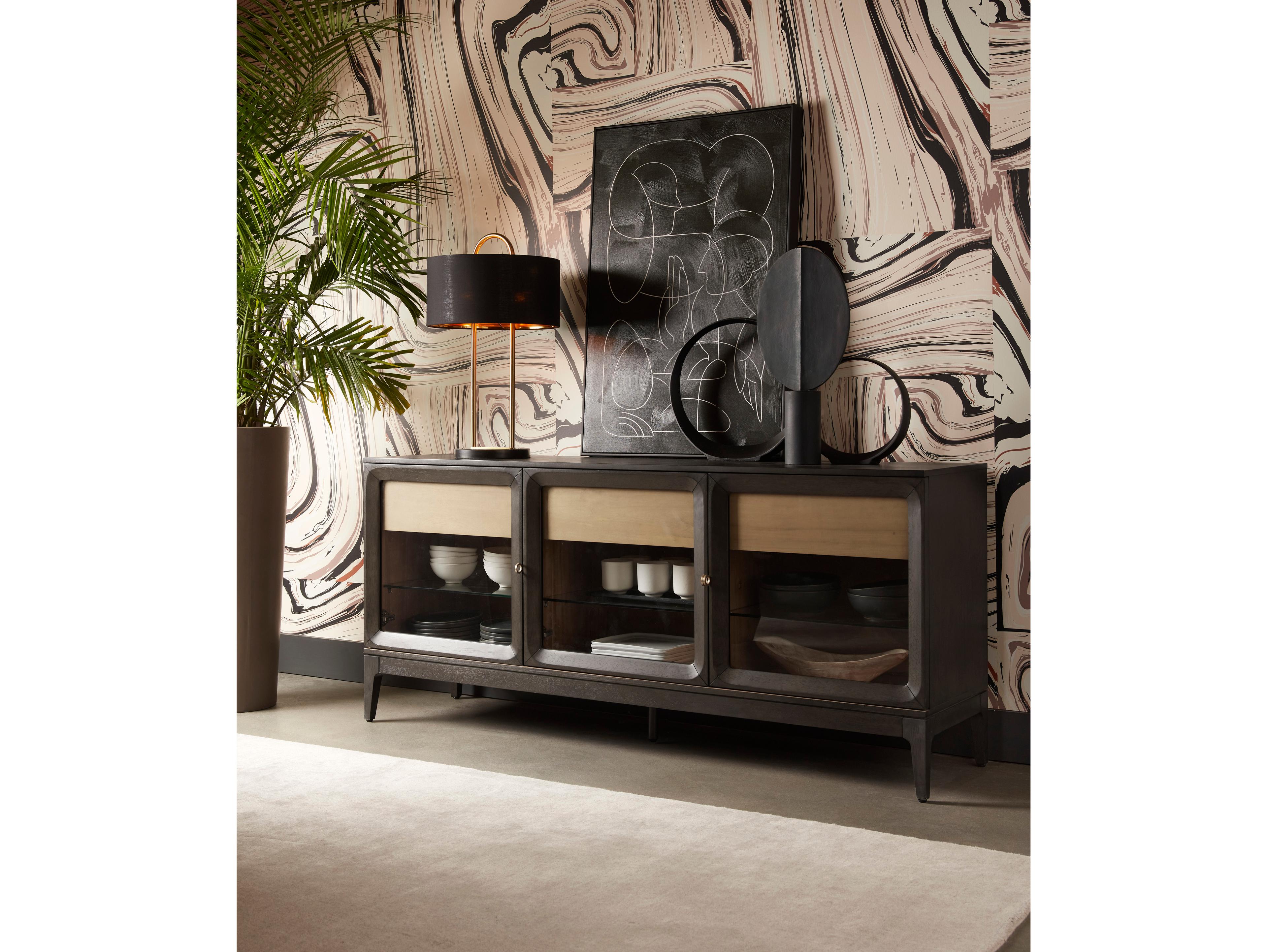 Sunpan Kezna Table Lamp in Black Marble in Matte Black