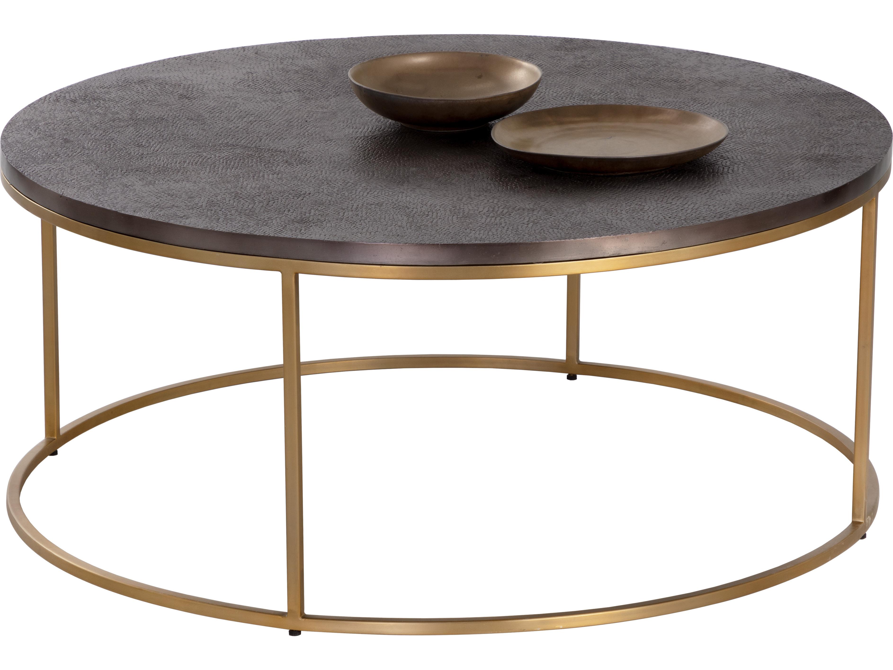 Sunpan Enya Round Metal Grey Coffee Table