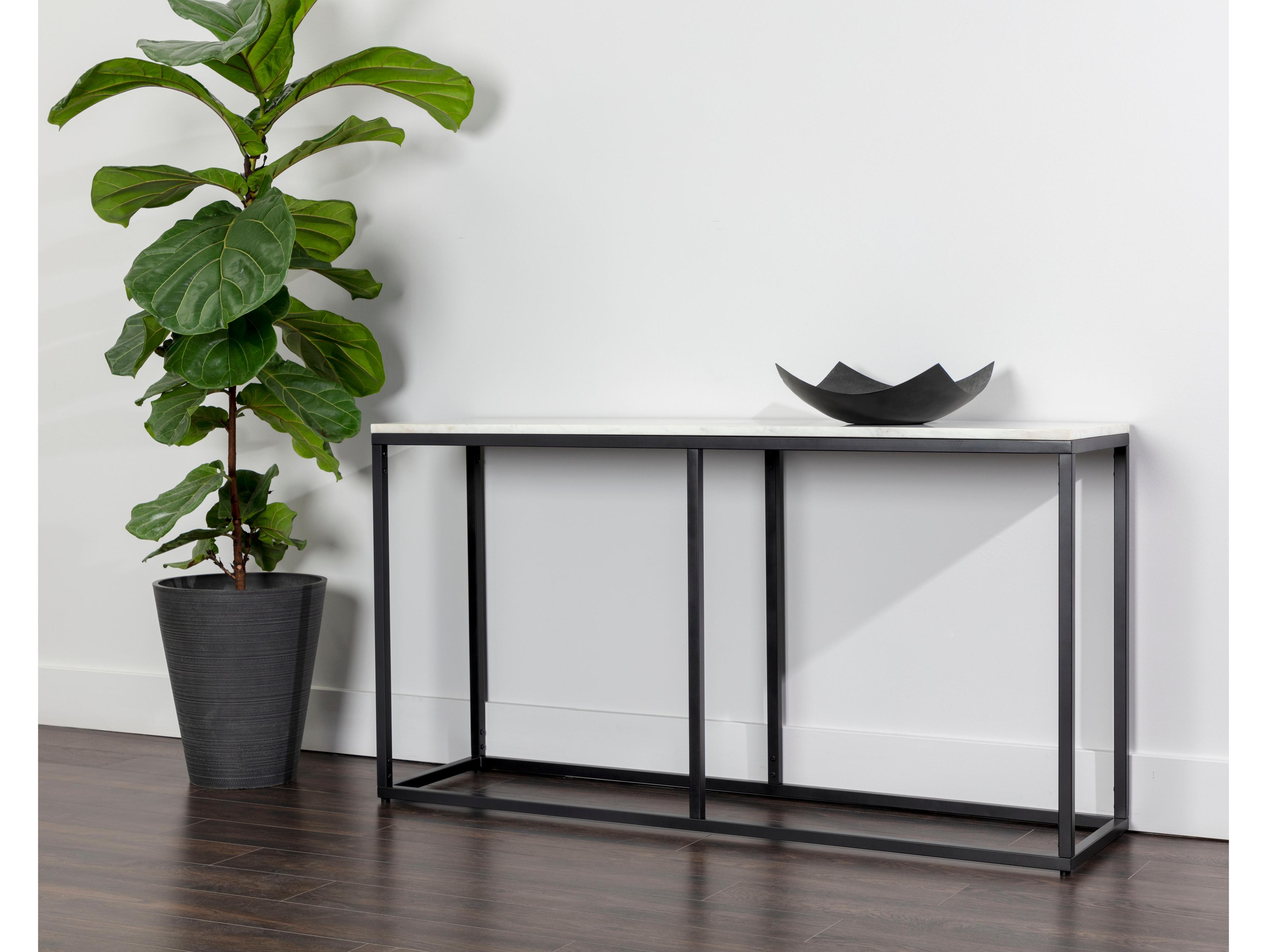Sunpan Ellery Rectangular Marble Matte Black Console Table