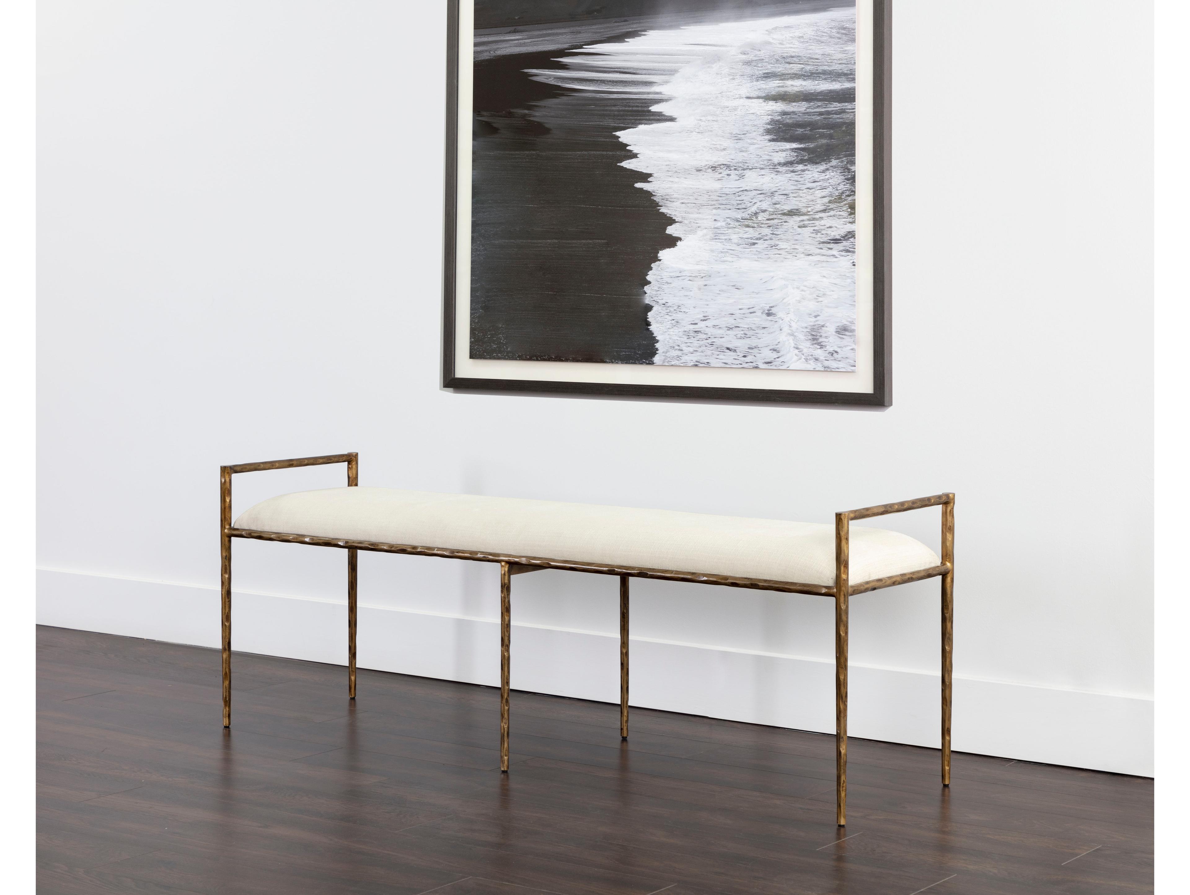 Sunpan Esai Zenith Alabaster White Upholstered Accent Bench