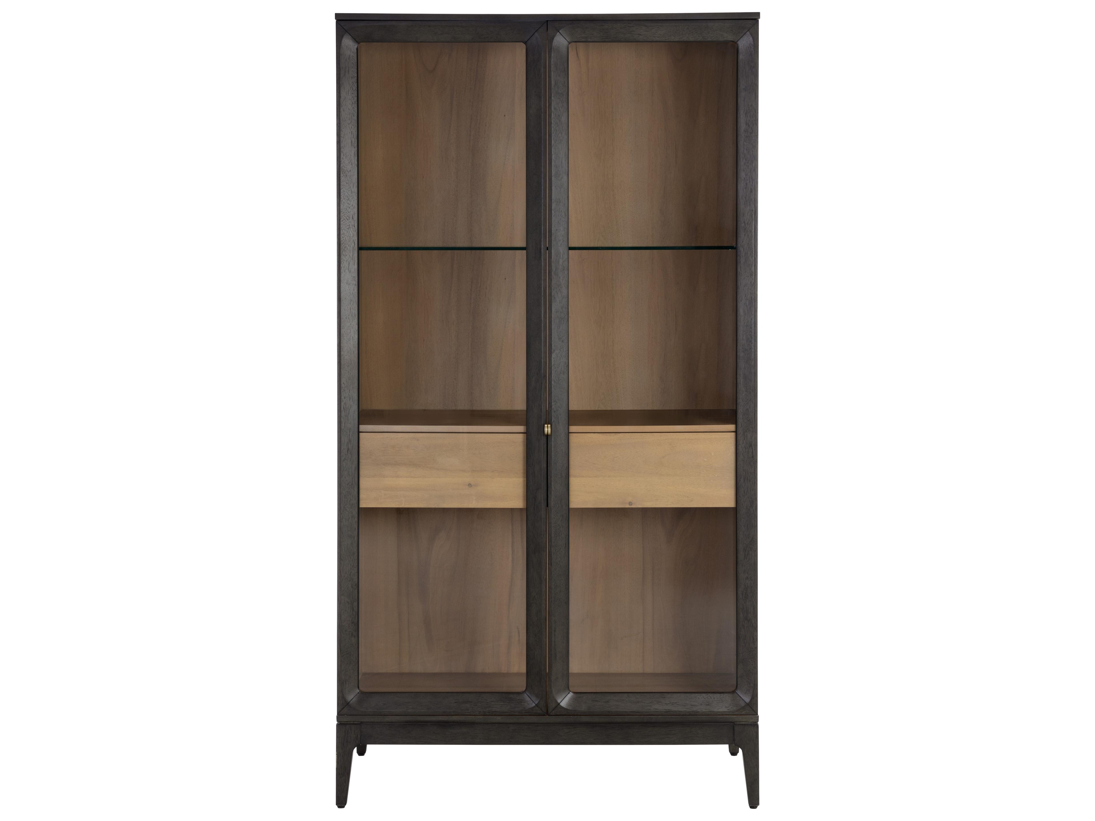 Sunpan Cecilia Acacia Wood Clear Smoke Grey Display Cabinet